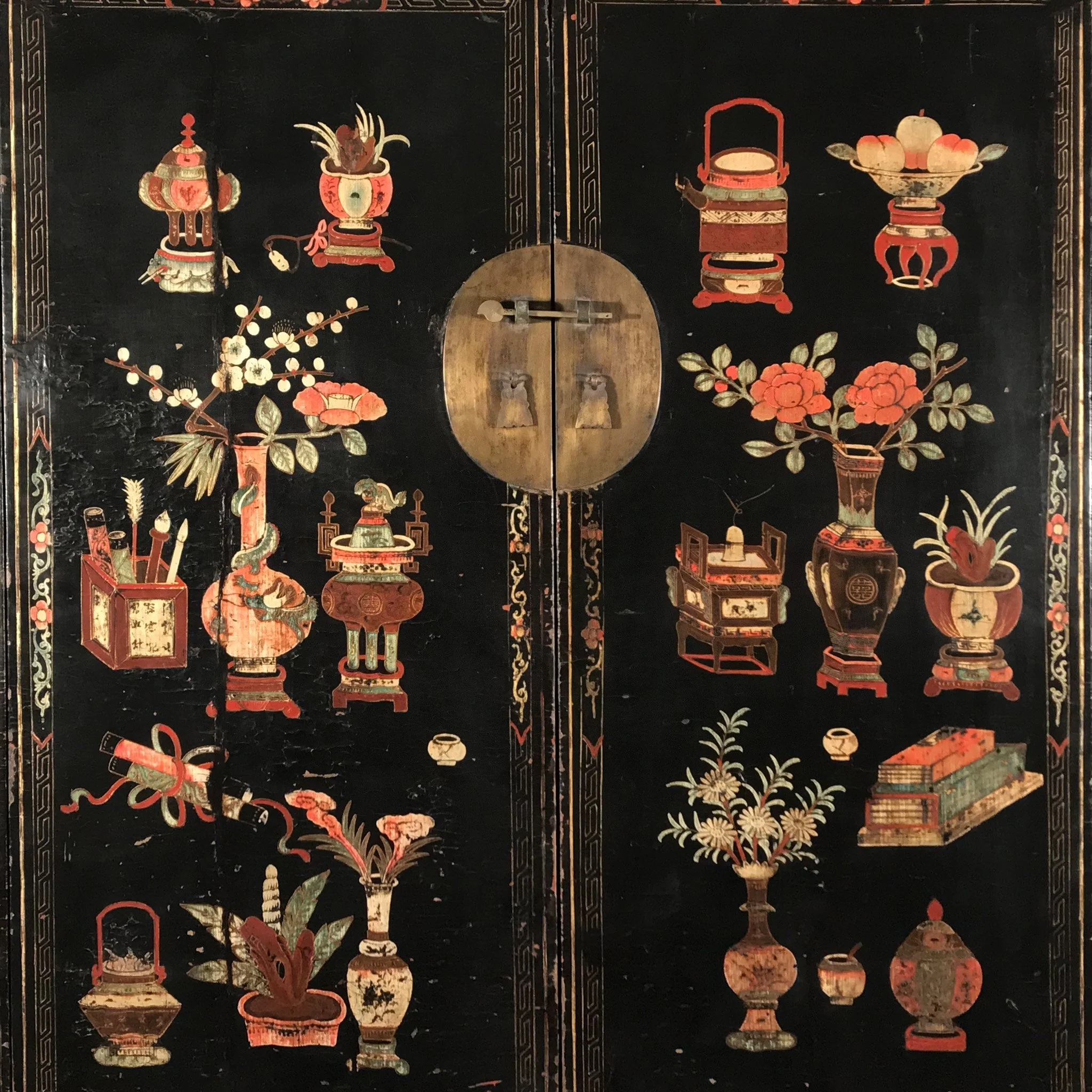 Antique Black Lacquer Wedding Cabinet From Shanxi - 19thC - Image 2