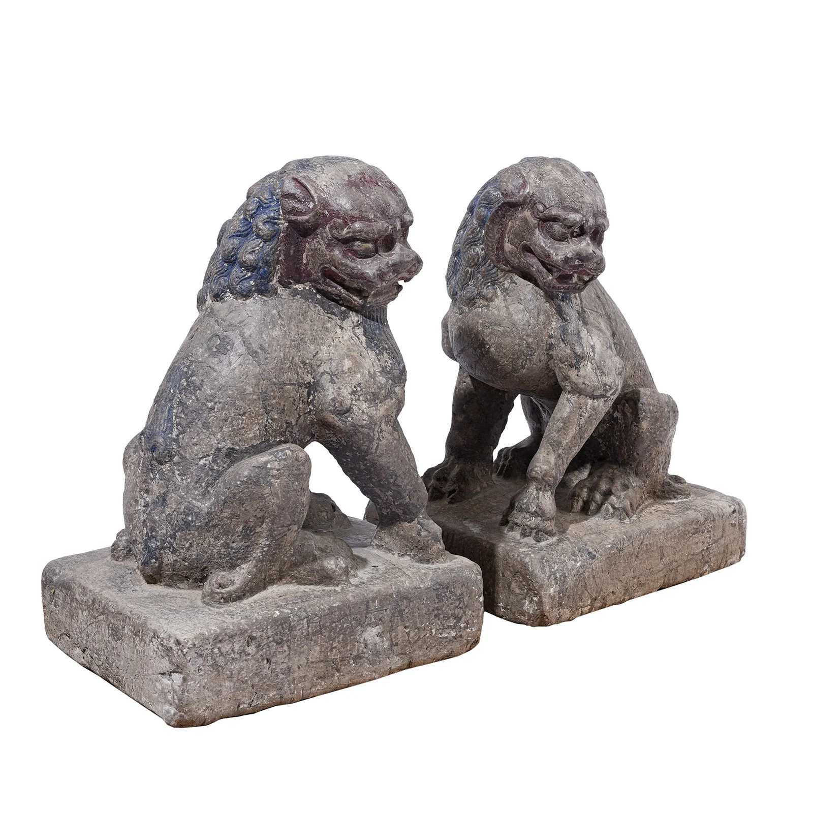 Pair Of Stone Guardian Lions (Foo Dogs) - Circa 1920 - Image 3