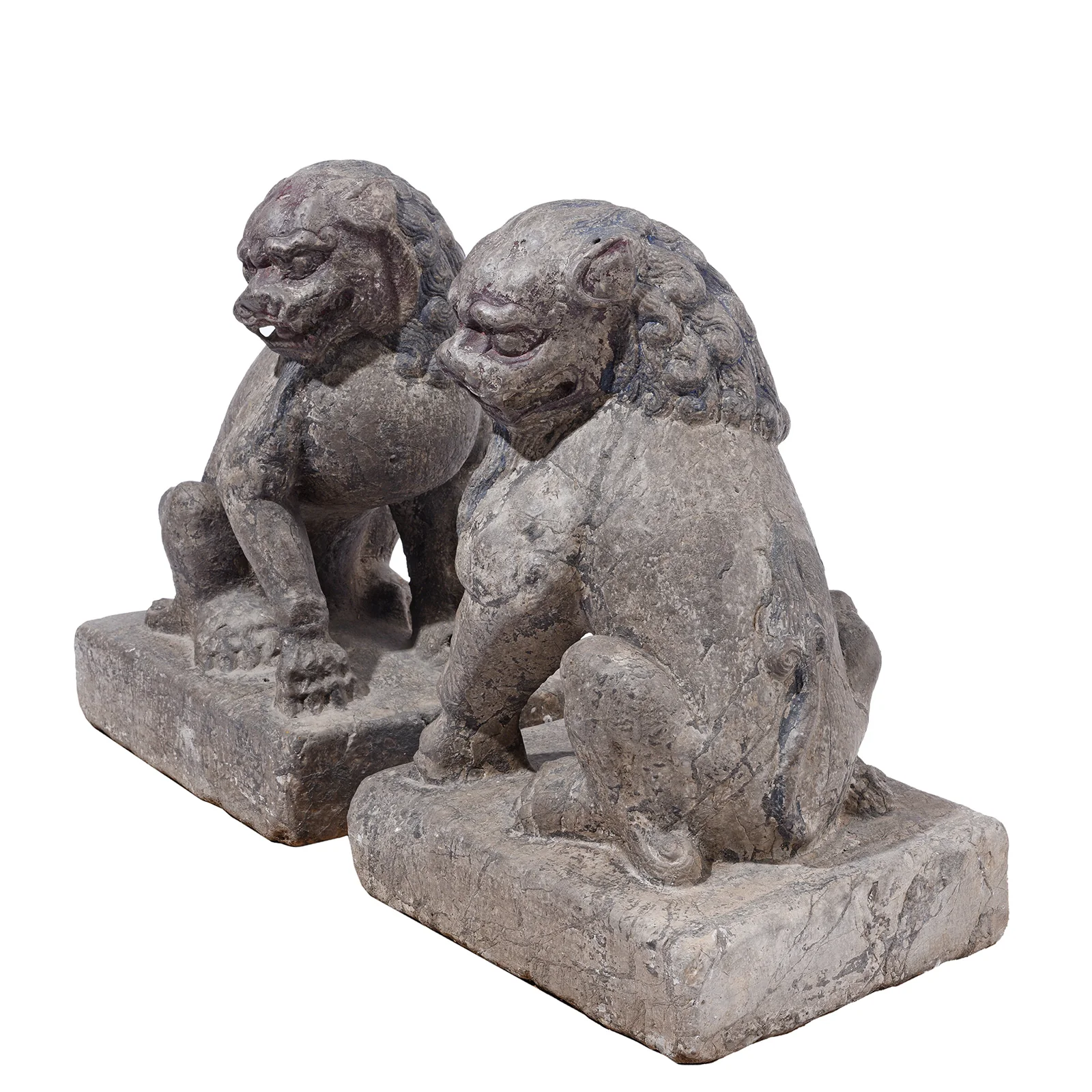 Pair Of Stone Guardian Lions (Foo Dogs) - Circa 1920 - Image 5