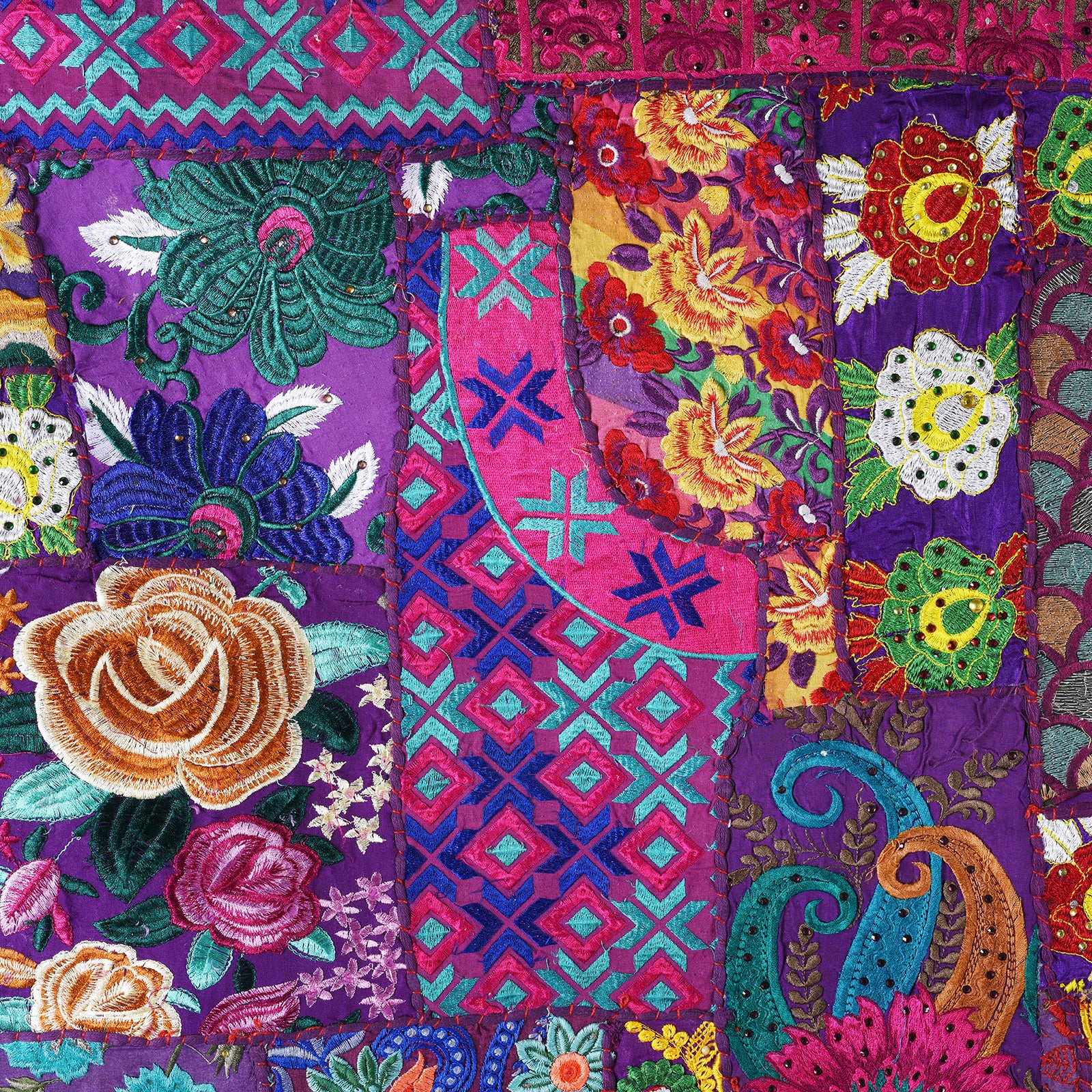 Vintage Patchwork Sari Wall Hanging - Image 3