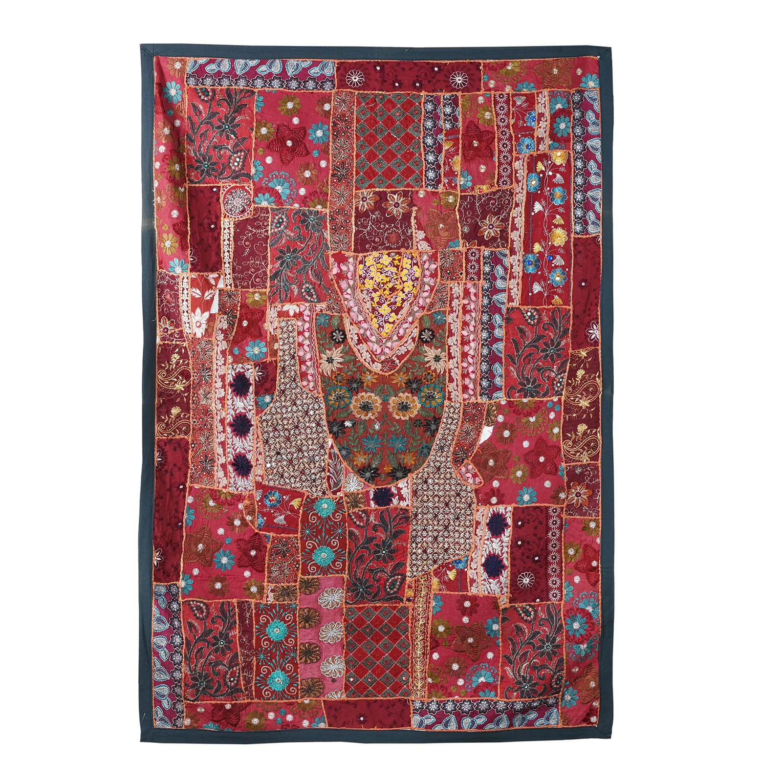 Vintage Patchwork Sari Wall Hanging - Image 4