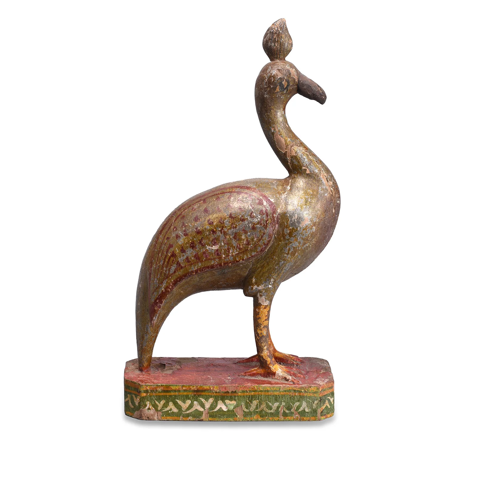 Polychromed Indian Peacock Figure From Surat - Ca 1900