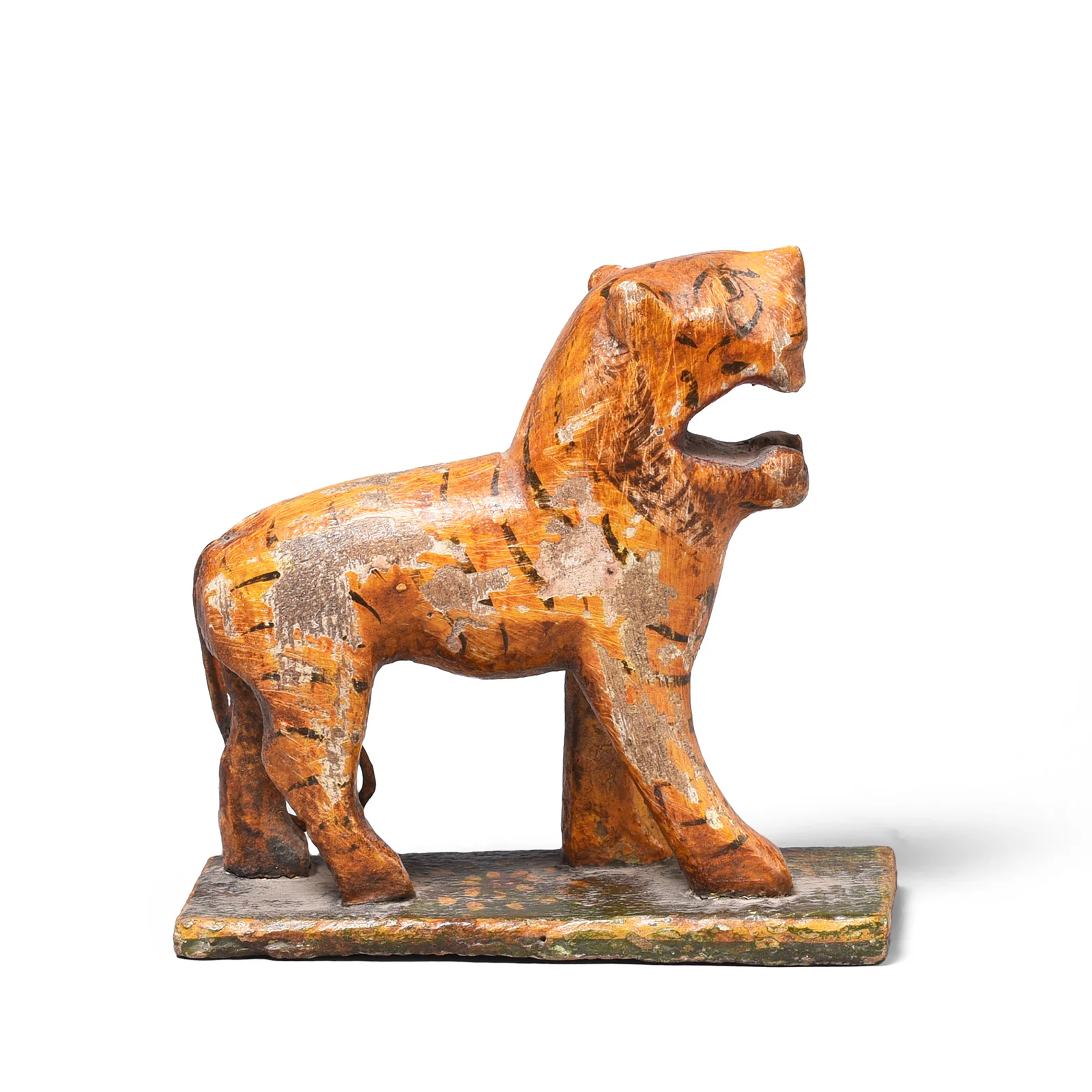 Polychromed Indian Tiger Figure From Gujarat - Ca 1920's