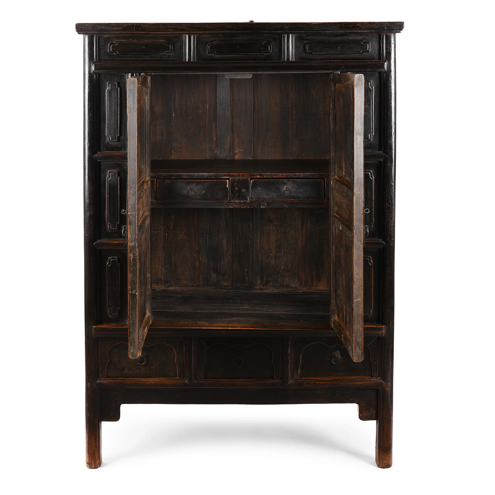 Provincial Black Lacquer Cabinet From Shanxi - 19th Century - Image 3