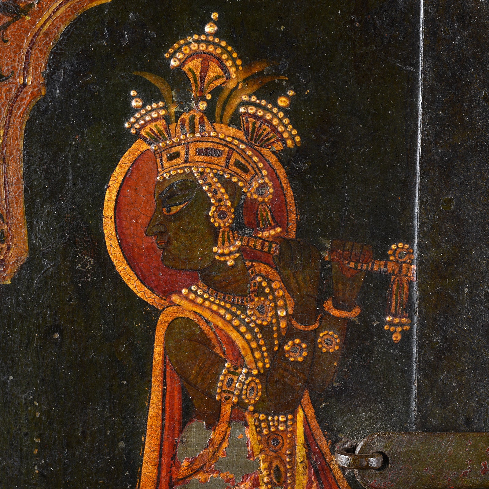 Painted Radha Krishna Shutter From Bikaner - 19th Century - Image 5