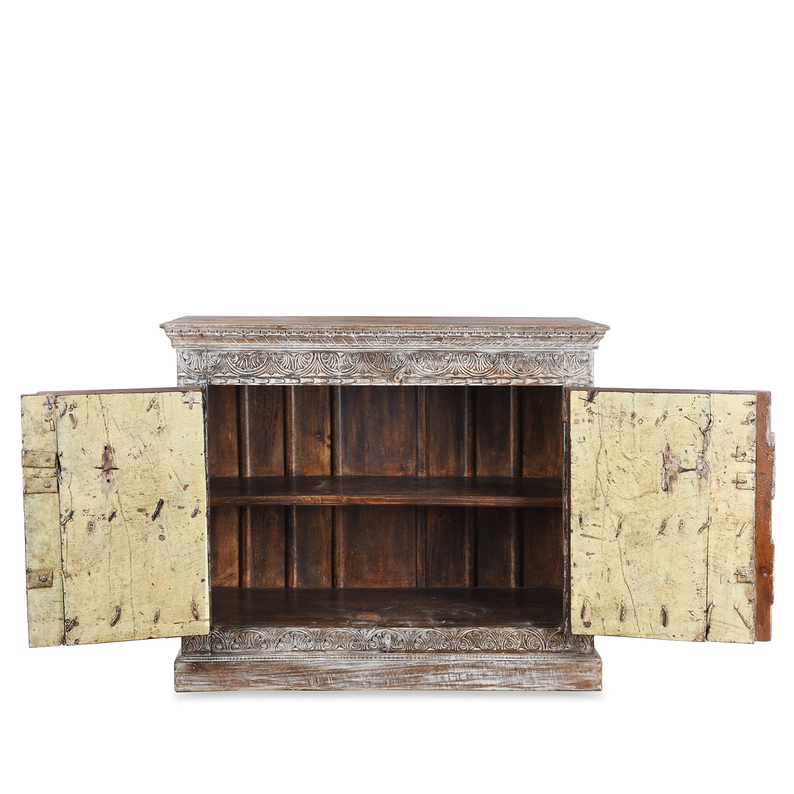 Reclaimed 2 Door Teak Sideboard With Original Paint - Image 4