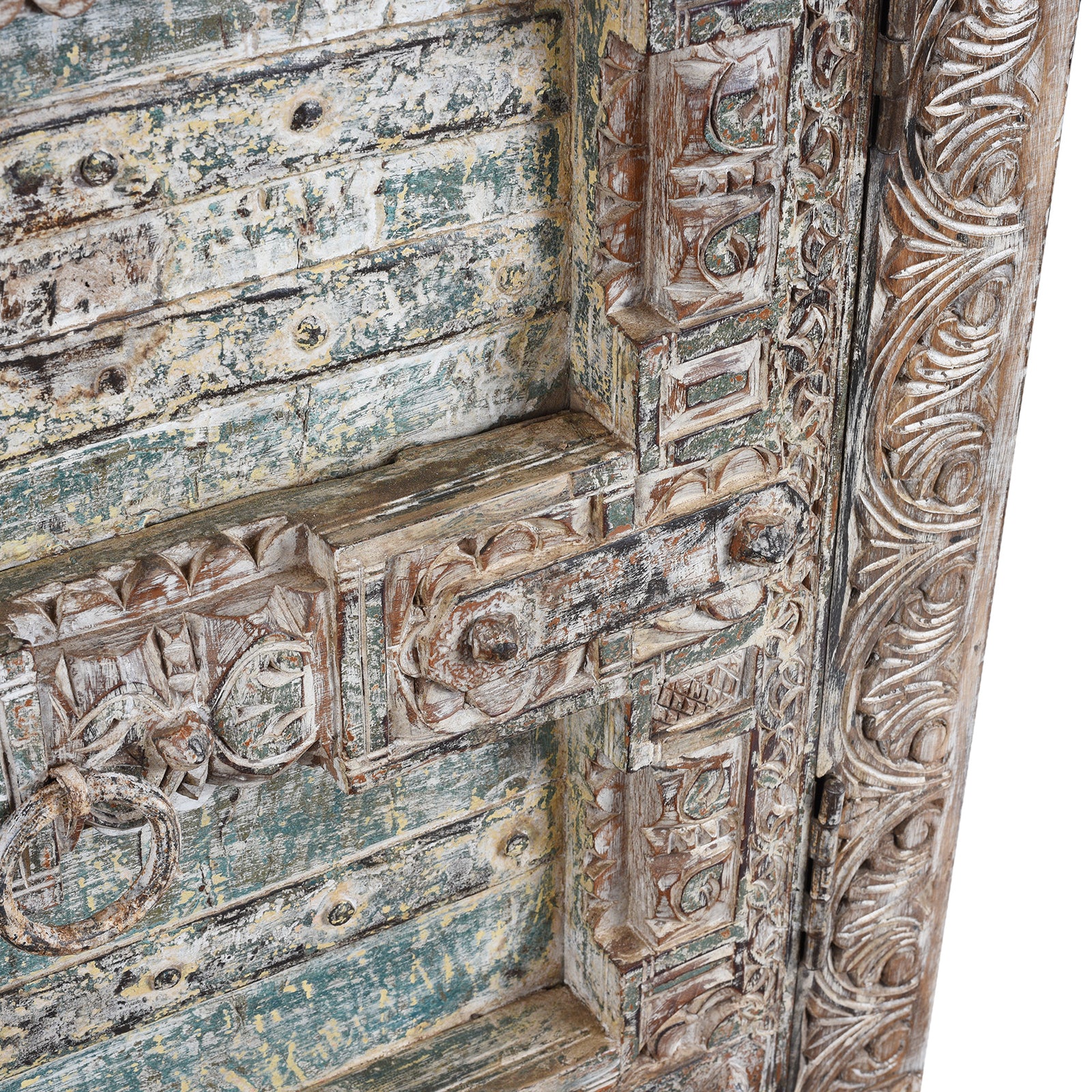 Reclaimed 2 Door Teak Sideboard With Original Paint - Image 6