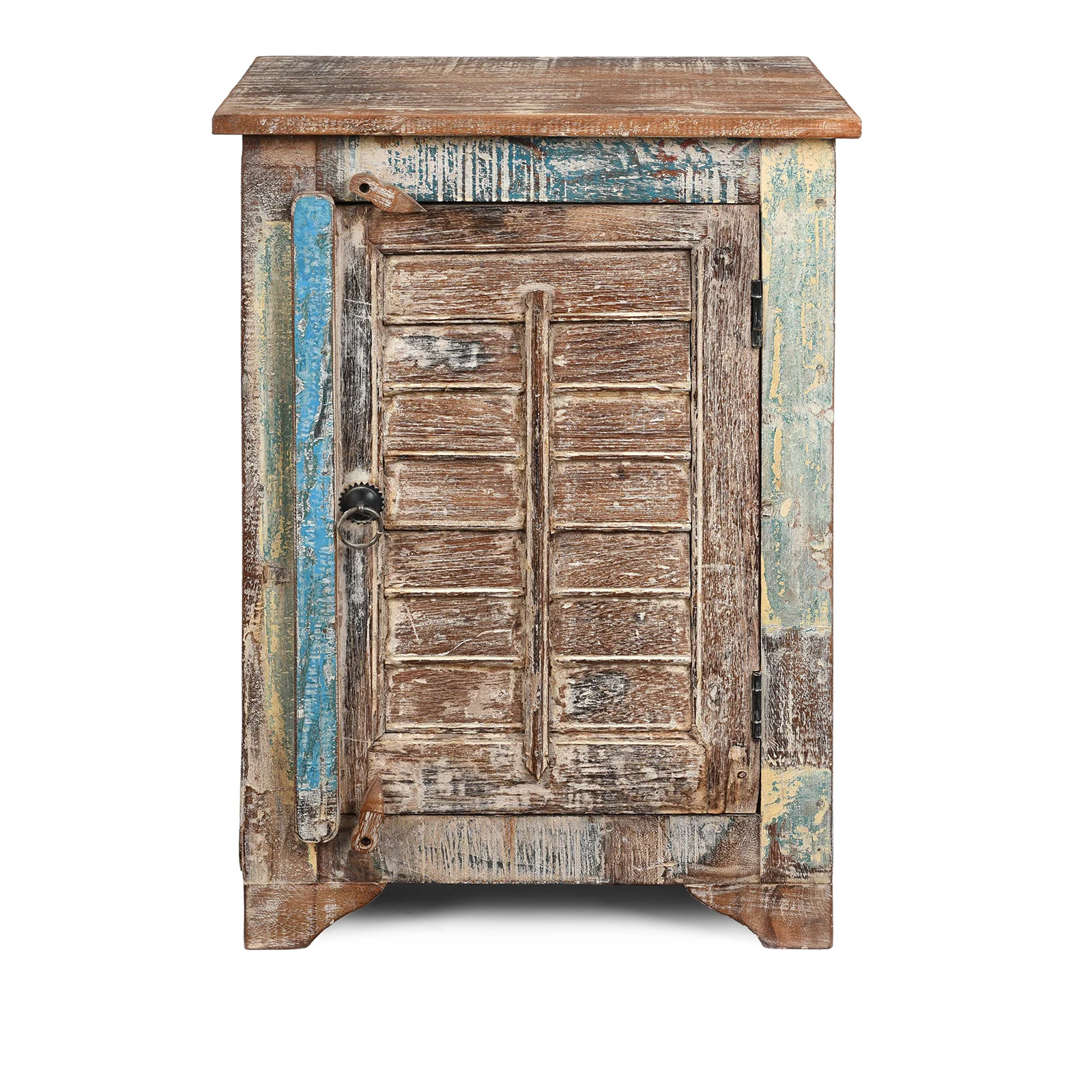 Reclaimed Teak Louvre Bedside Cabinet - Image 3