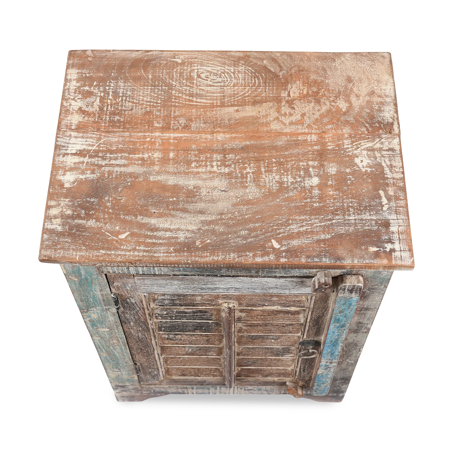 Reclaimed Teak Louvre Bedside Cabinet - Image 5
