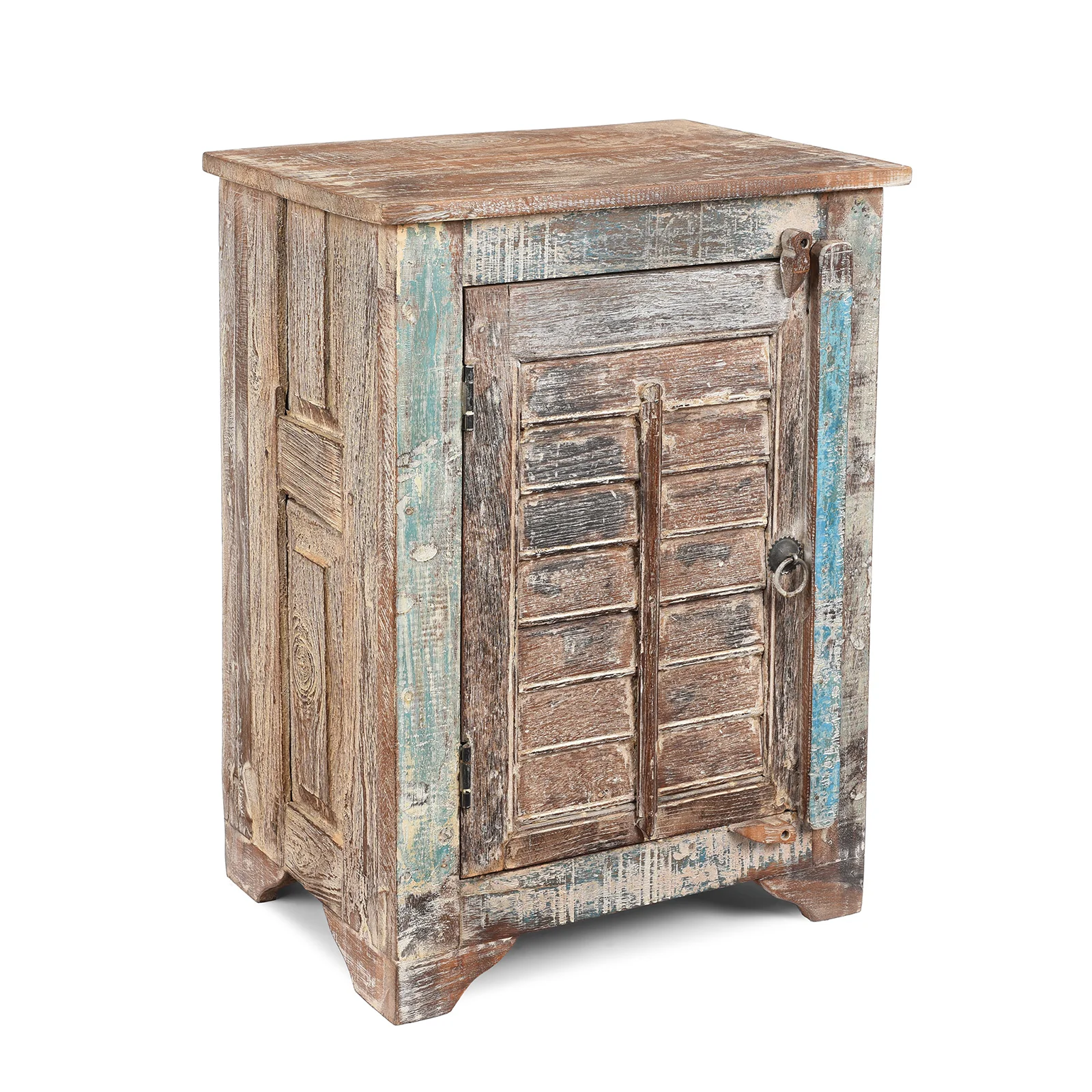 Reclaimed Teak Louvre Bedside Cabinet - Image 6