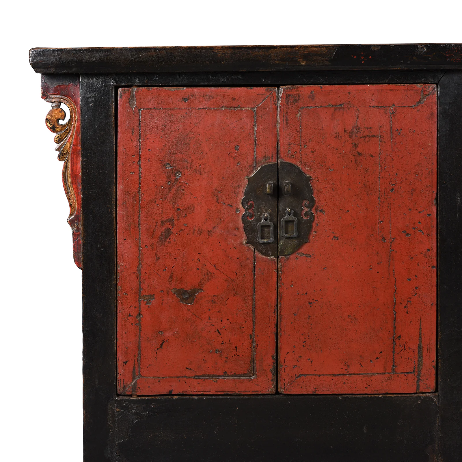 Red & Black Lacquer Sideboard From Shanxi - Late 18thC - Image 3