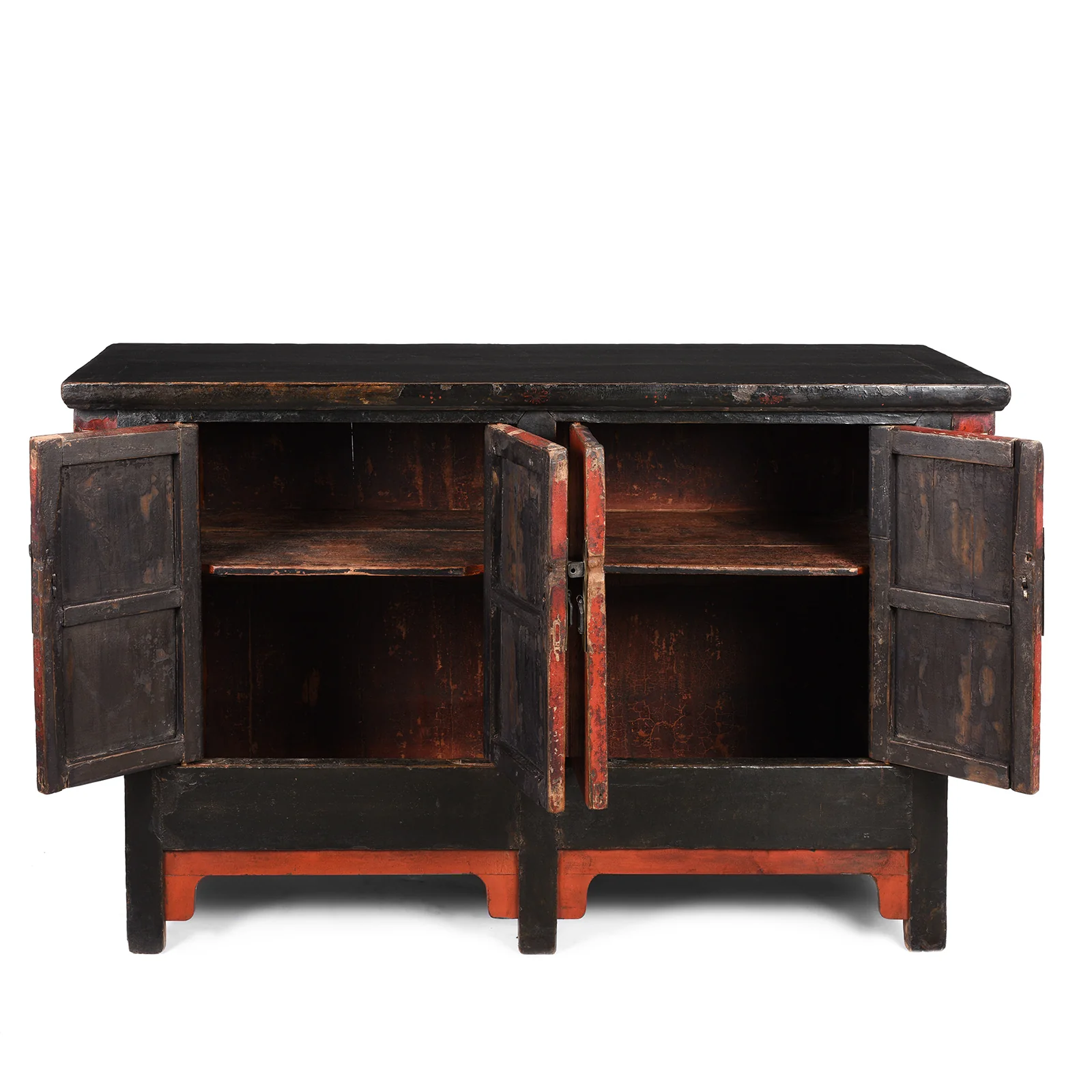 Red & Black Lacquer Sideboard From Shanxi - Late 18thC - Image 4