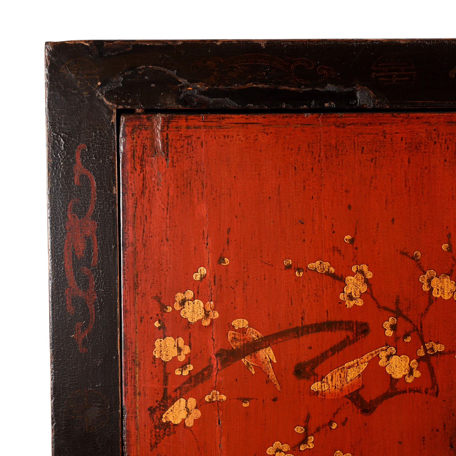 Red & Black Painted Lacquer Wedding Cabinet From Shanxi  -19thC - Image 5