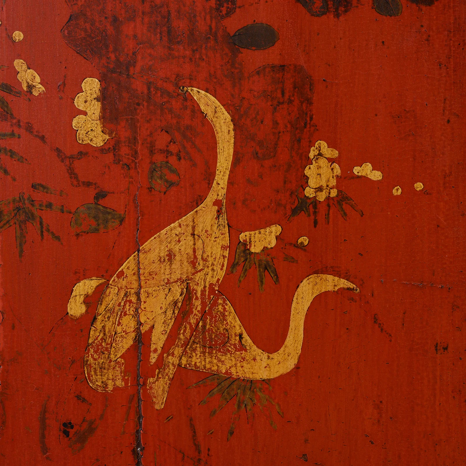 Red & Black Painted Lacquer Wedding Cabinet From Shanxi  -19thC - Image 6