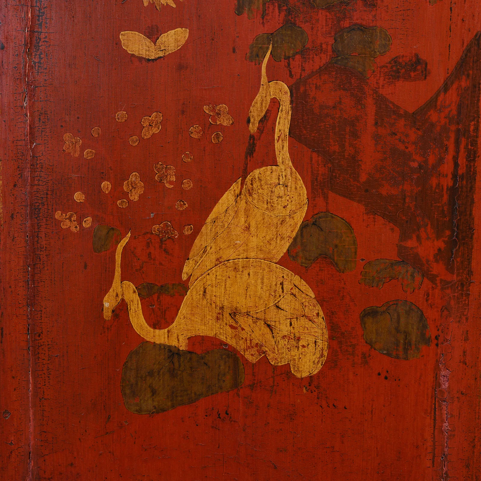 Red & Black Painted Lacquer Wedding Cabinet From Shanxi  -19thC - Image 7