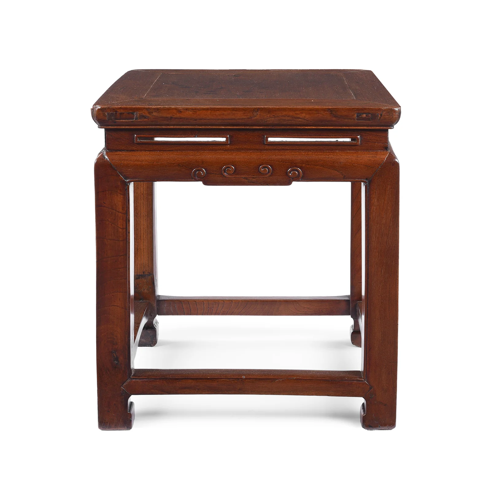 Red Elm Square Side Table From Jiangsu - 19th Century