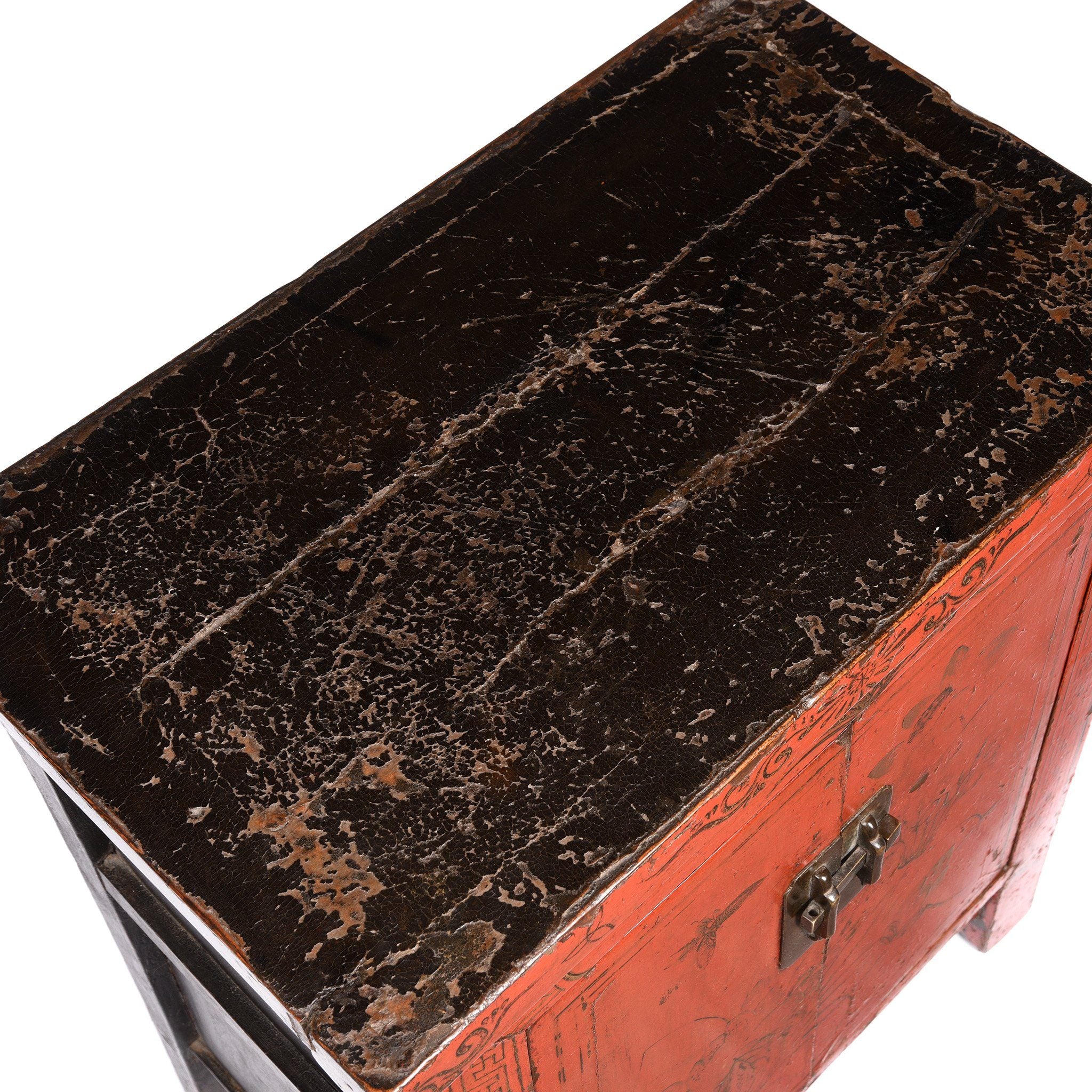 Chinese Red Lacquer Bedside Cabinet from Shanxi - Early 19thC - Image 5