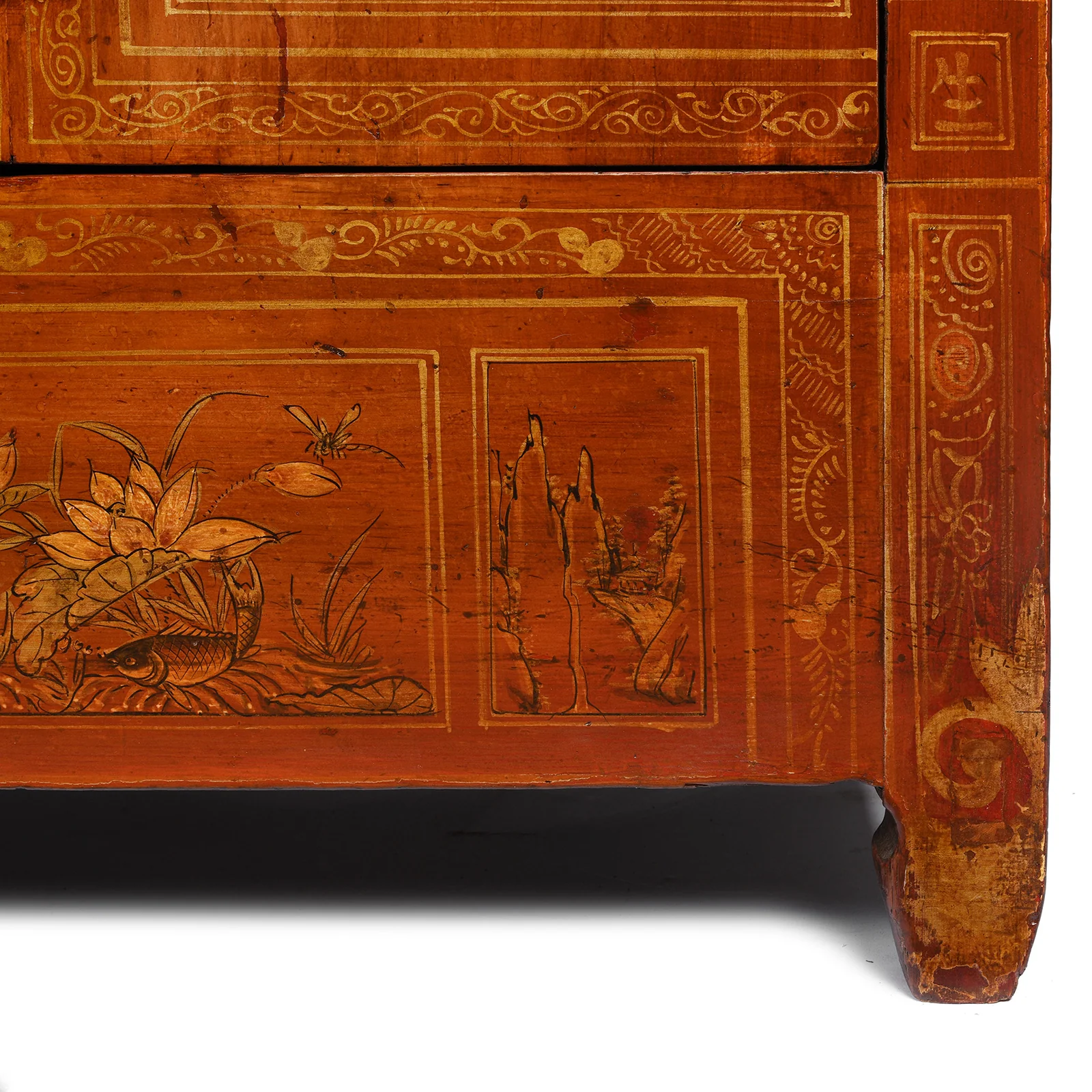 Red Lacquer Chinese Sideboard From Dongbei - Ca 1920 - Image 11