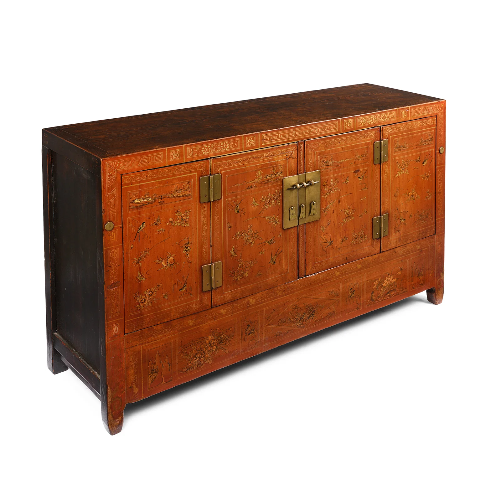 Red Lacquer Chinese Sideboard From Dongbei - Ca 1920 - Image 3