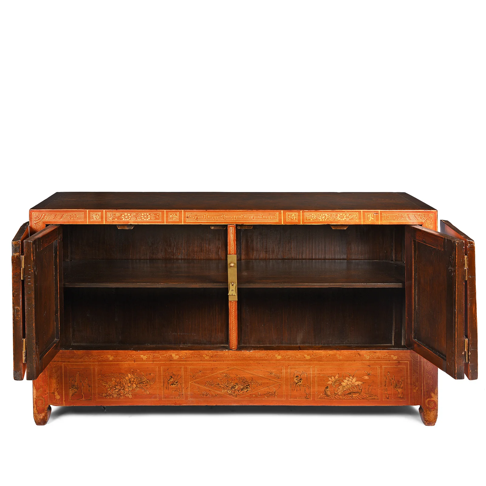 Red Lacquer Chinese Sideboard From Dongbei - Ca 1920 - Image 4