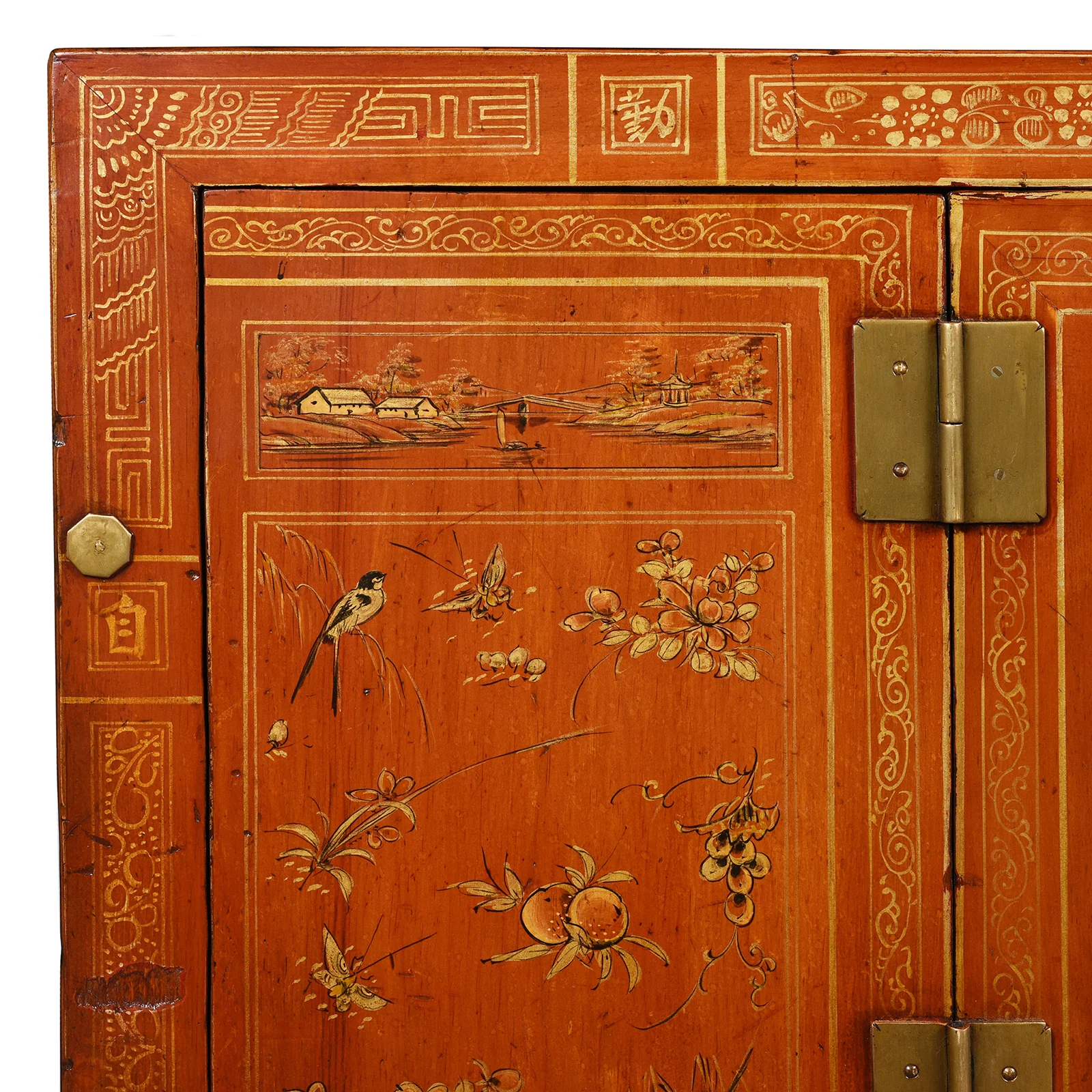 Red Lacquer Chinese Sideboard From Dongbei - Ca 1920 - Image 5