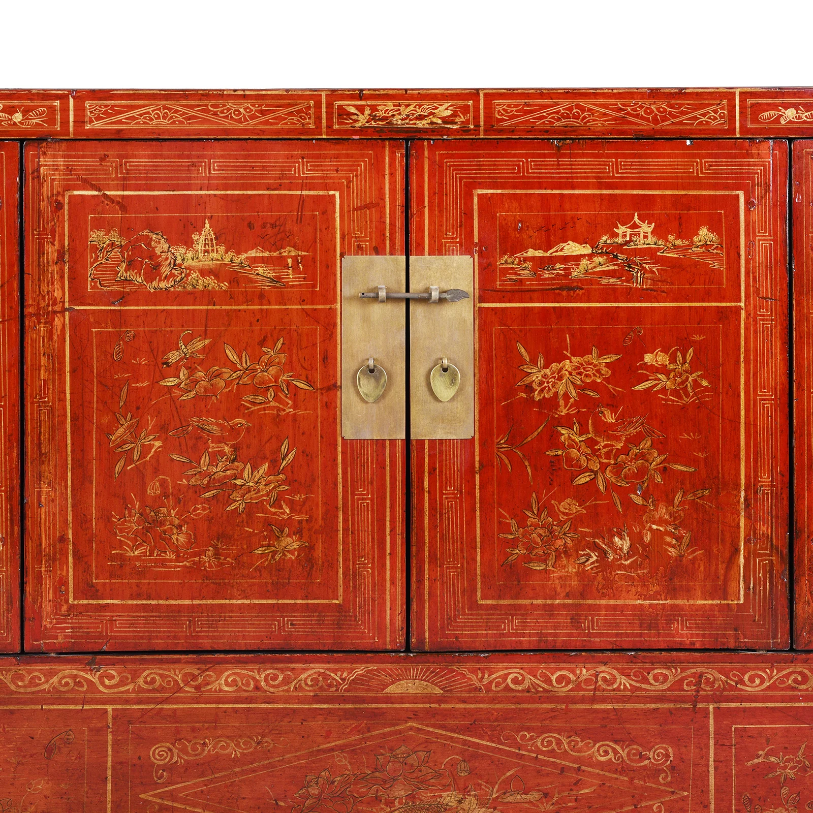 Red Lacquer Chinese Sideboard from Dongbei - Ca 1920 - Image 2