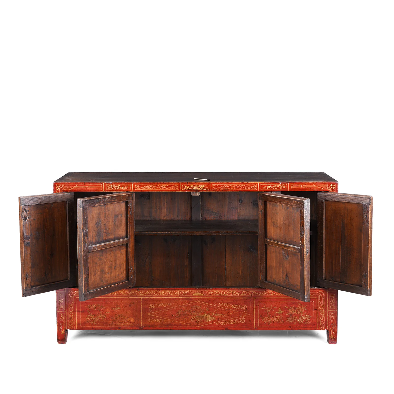 Red Lacquer Chinese Sideboard from Dongbei - Ca 1920 - Image 3