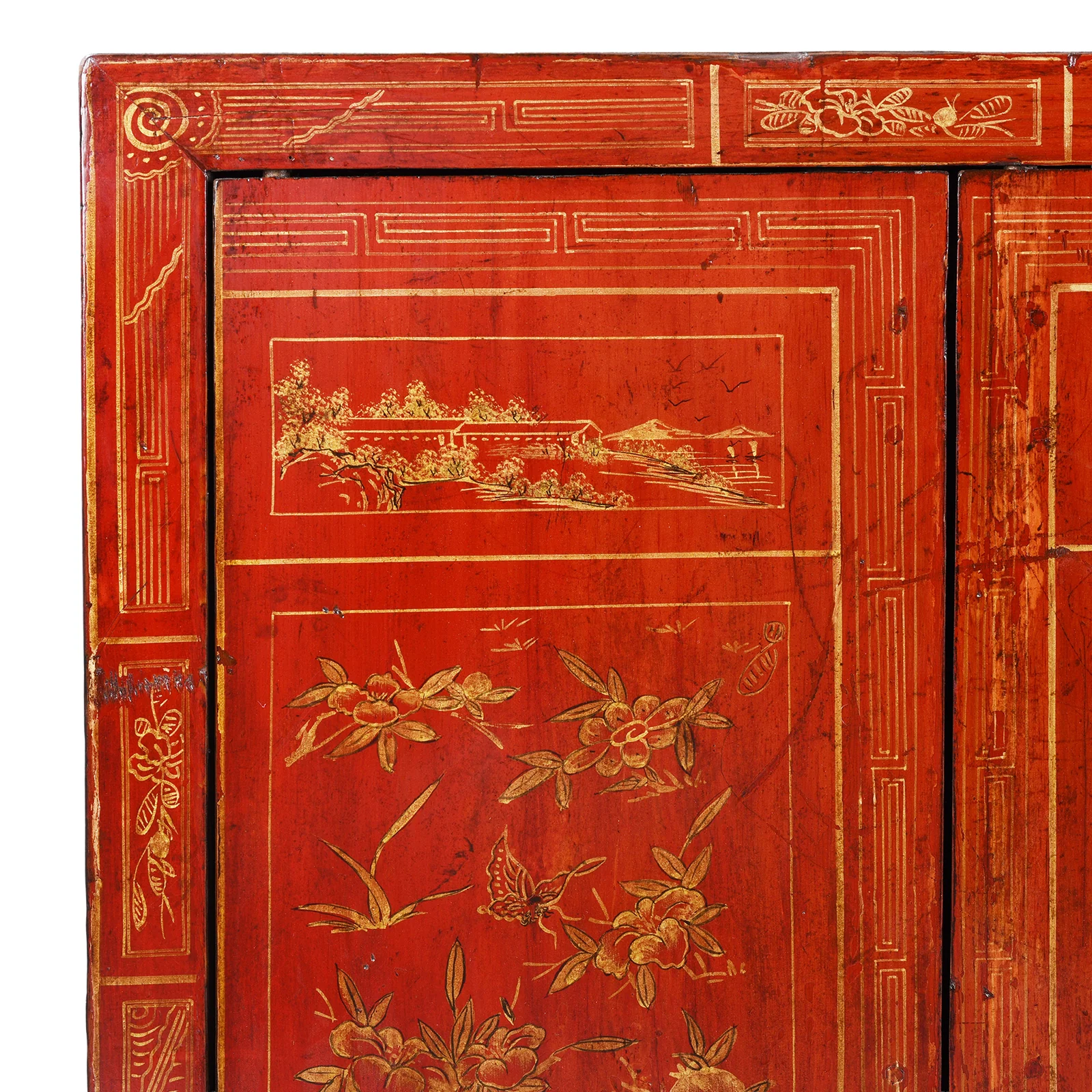 Red Lacquer Chinese Sideboard from Dongbei - Ca 1920 - Image 5