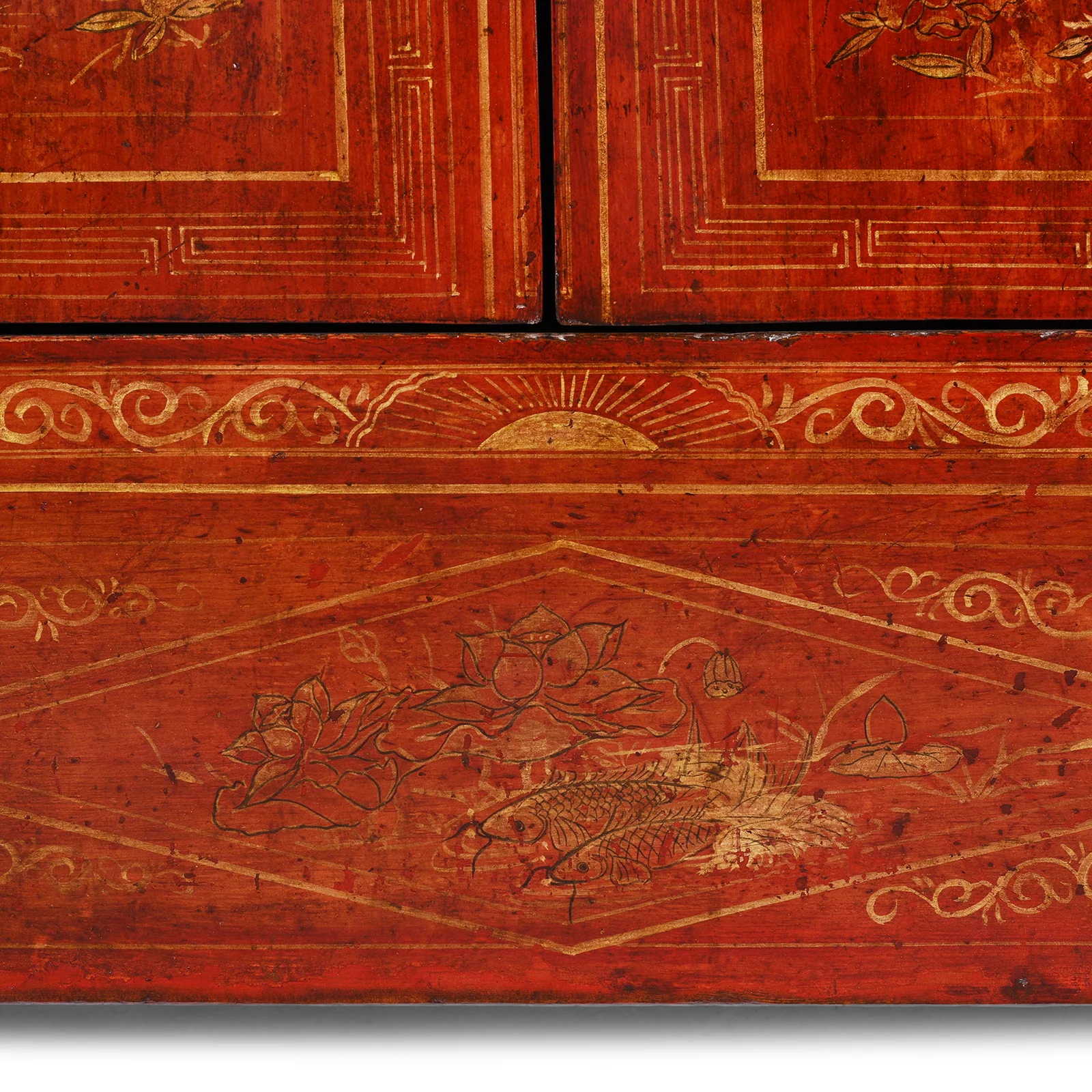 Red Lacquer Chinese Sideboard from Dongbei - Ca 1920 - Image 7
