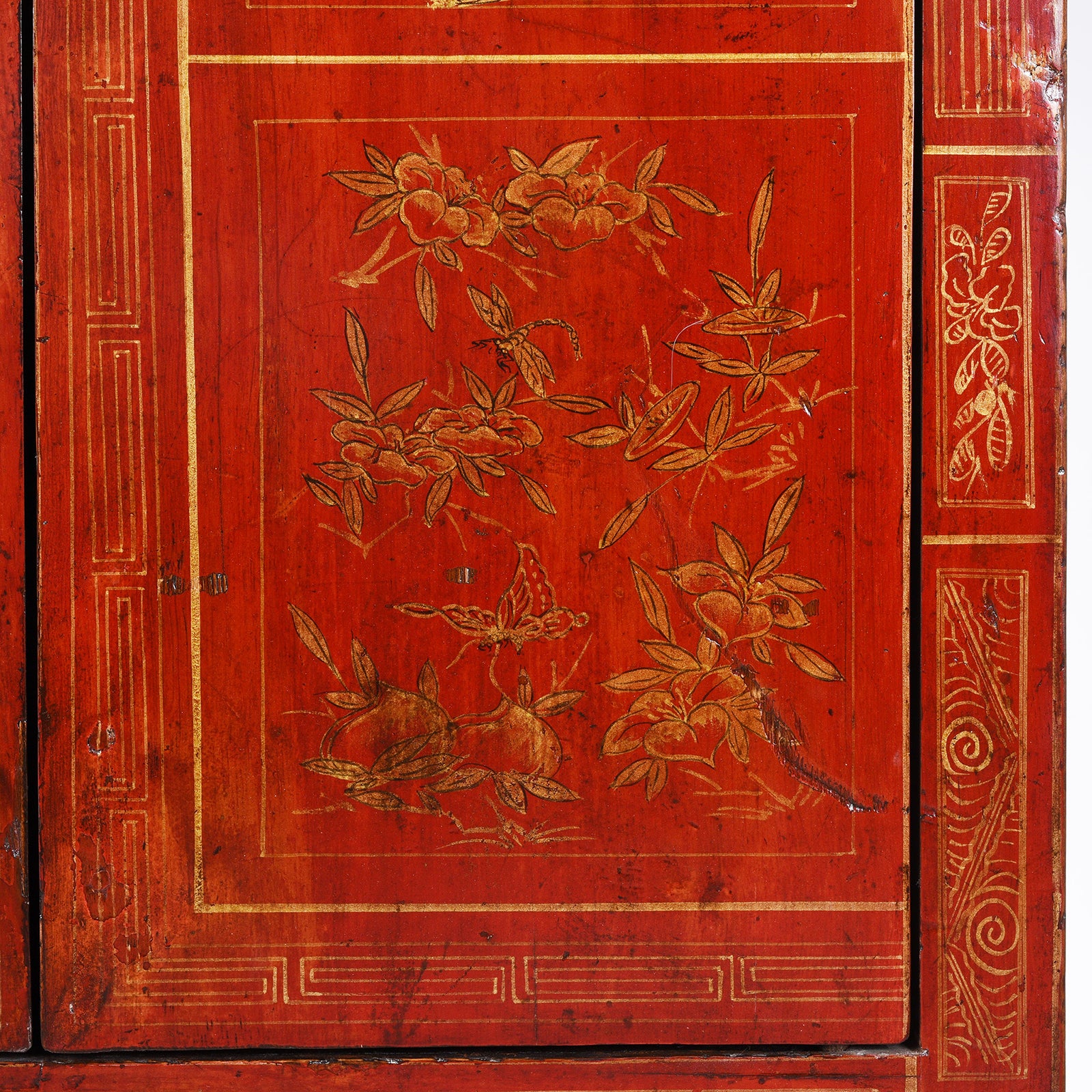 Red Lacquer Chinese Sideboard from Dongbei - Ca 1920 - Image 8