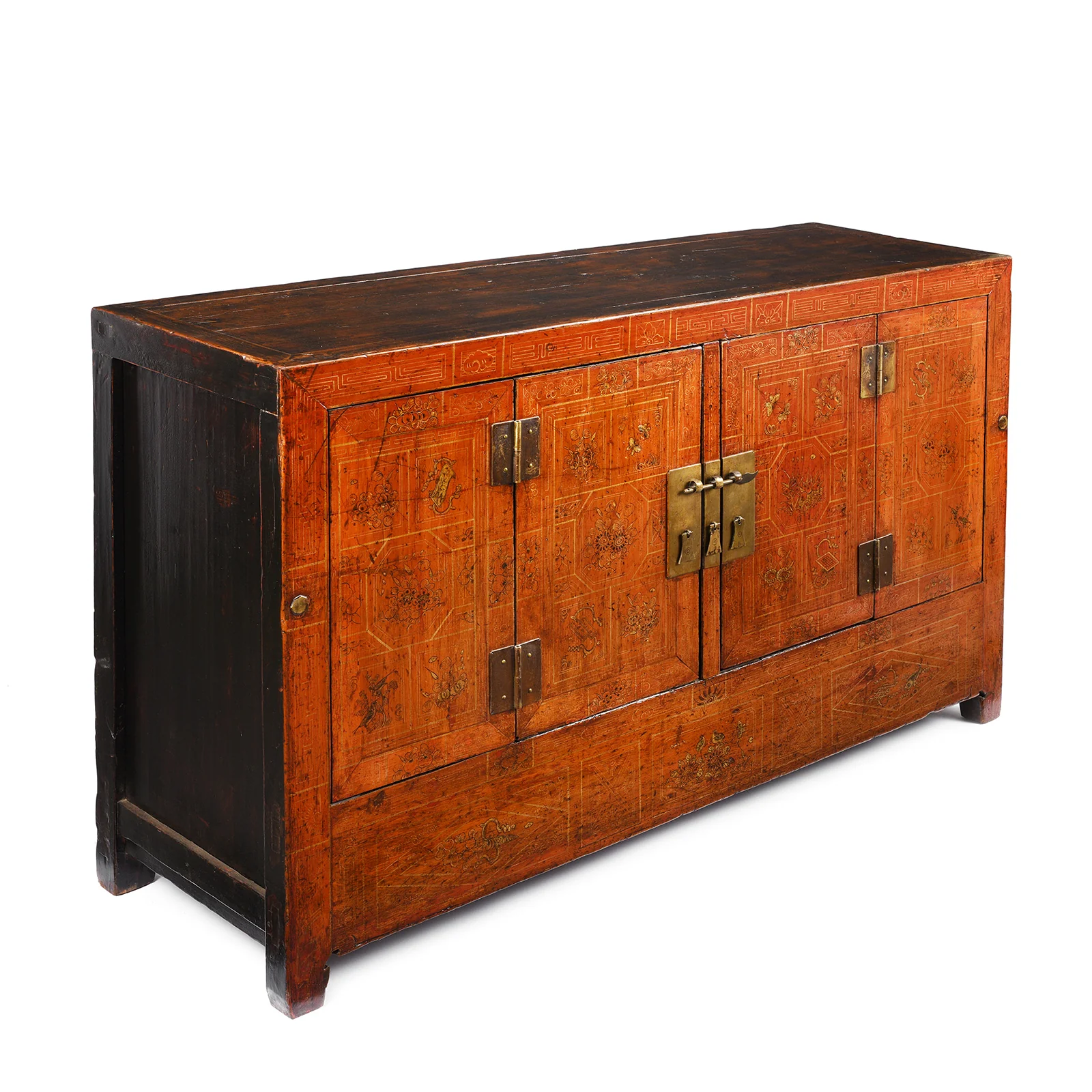 Red Lacquer Chinese Sideboard From Dongbei - Ca 1920 - Image 3