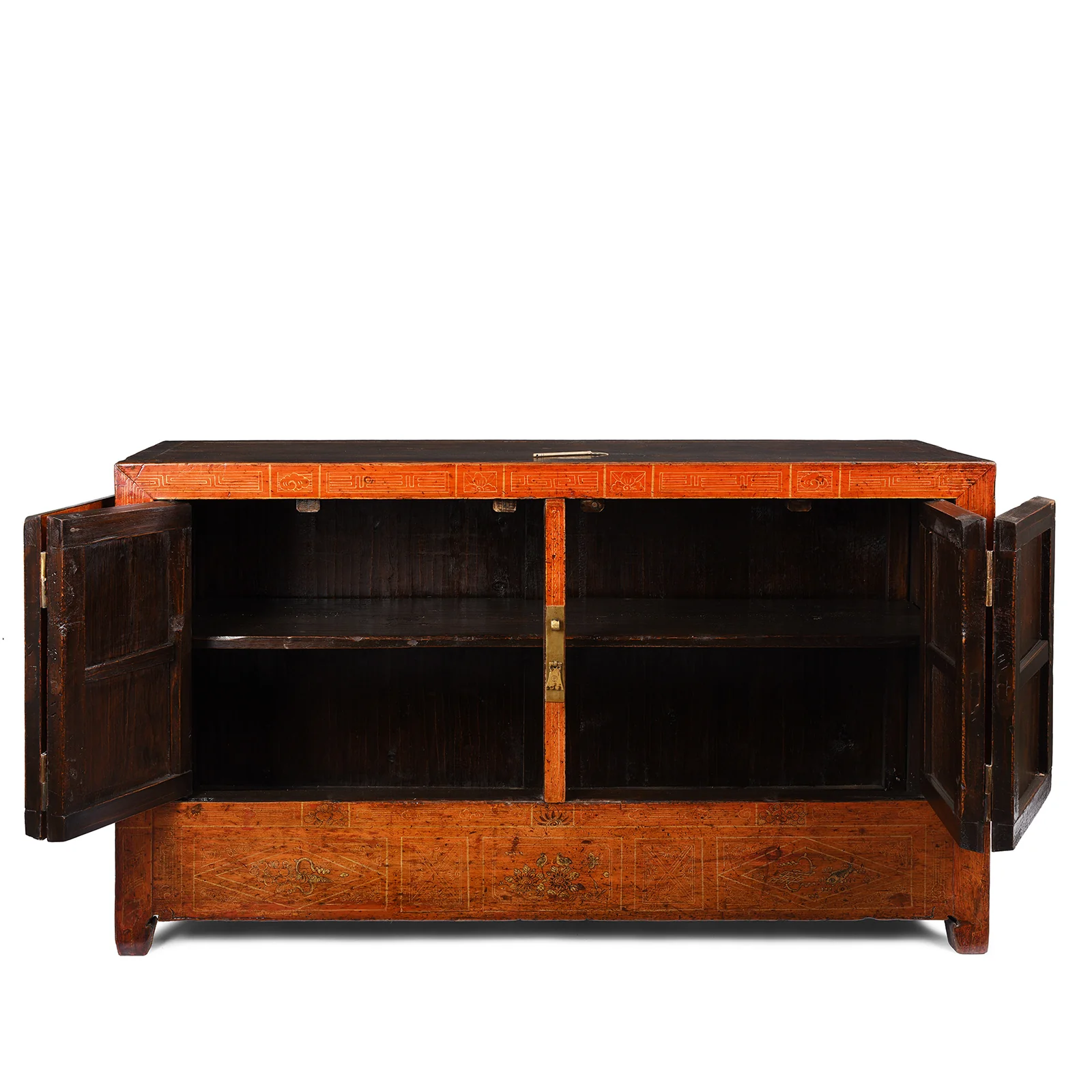 Red Lacquer Chinese Sideboard From Dongbei - Ca 1920 - Image 4
