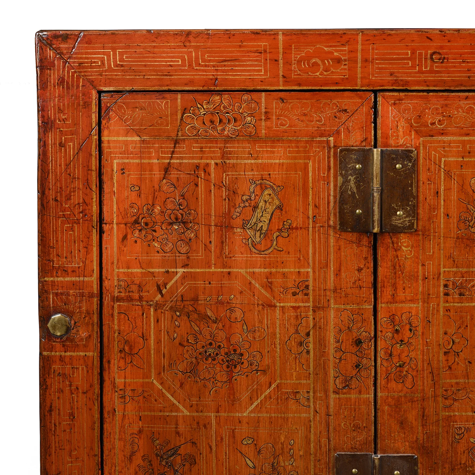 Red Lacquer Chinese Sideboard From Dongbei - Ca 1920 - Image 5