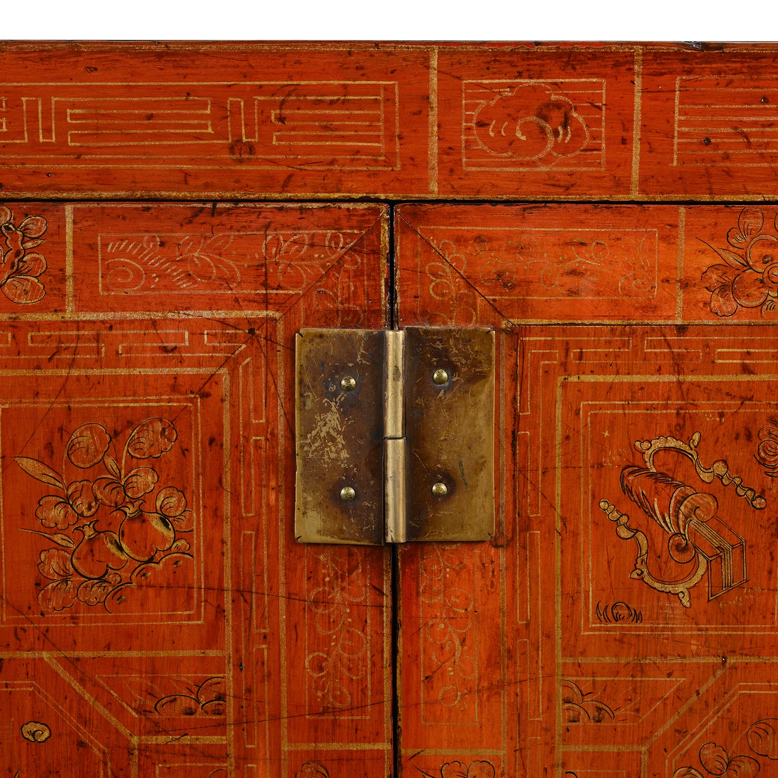 Red Lacquer Chinese Sideboard From Dongbei - Ca 1920 - Image 6