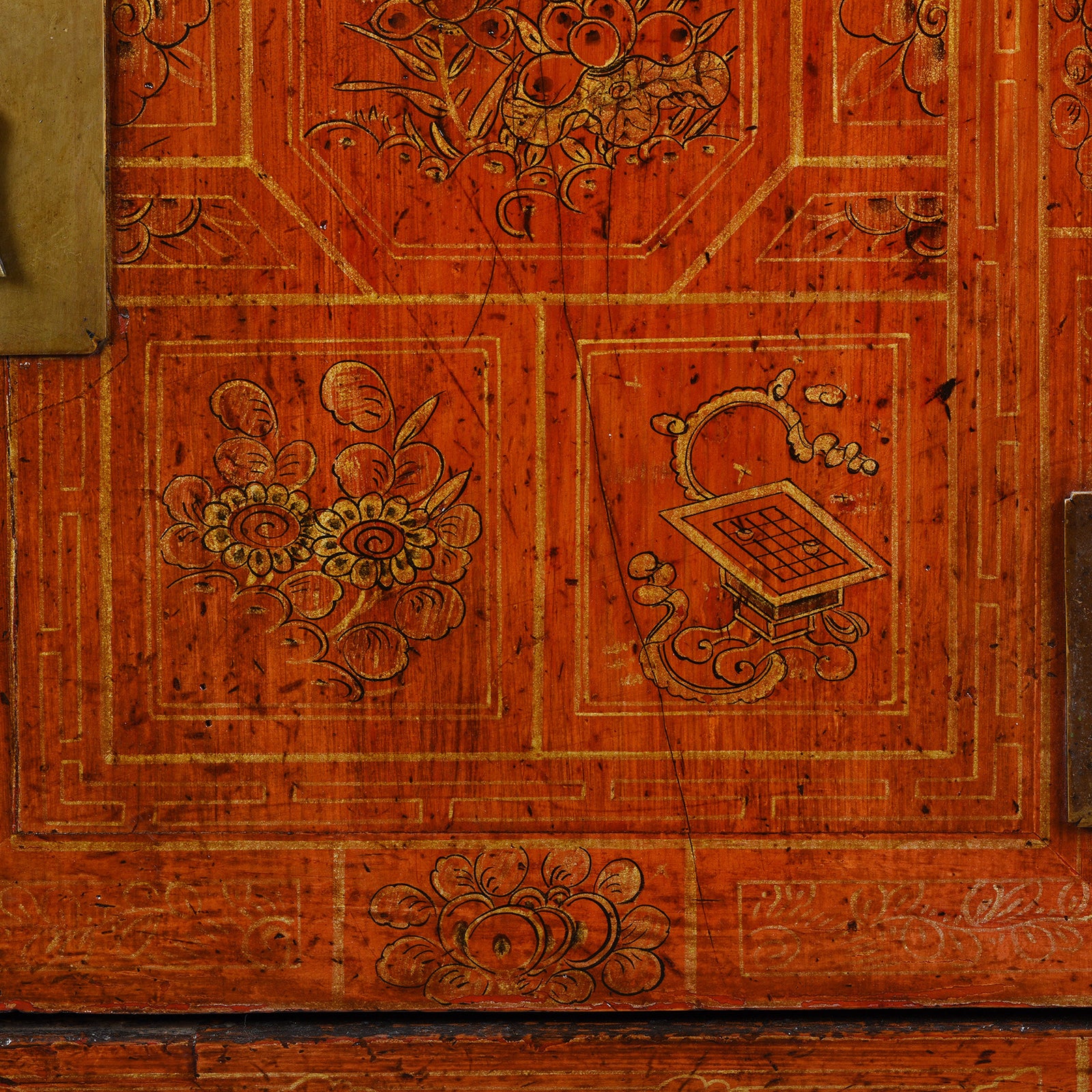 Red Lacquer Chinese Sideboard From Dongbei - Ca 1920 - Image 7