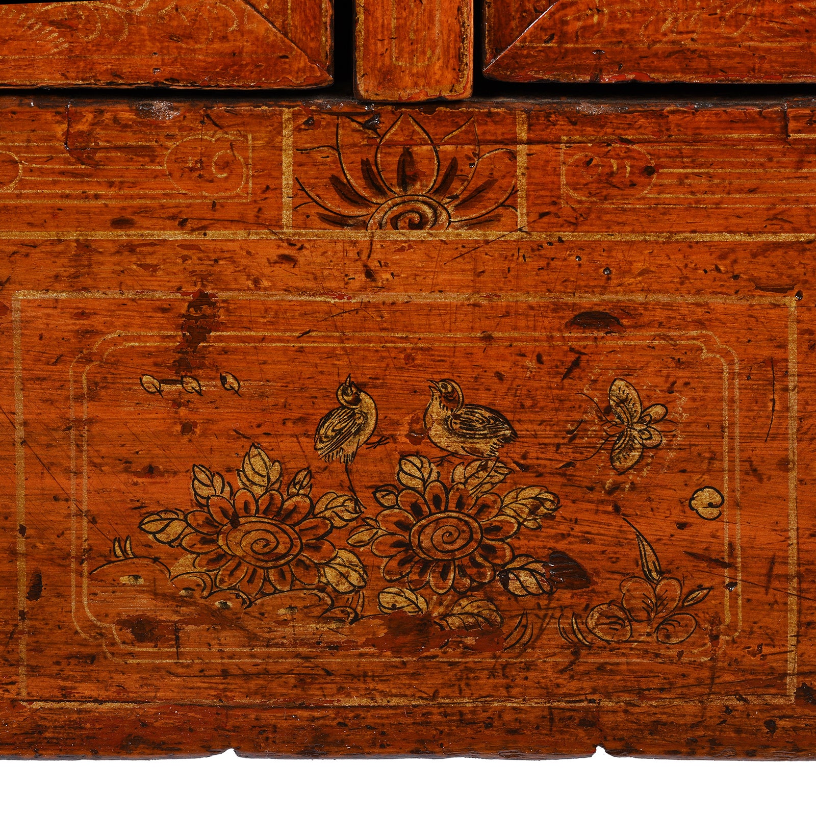 Red Lacquer Chinese Sideboard From Dongbei - Ca 1920 - Image 9