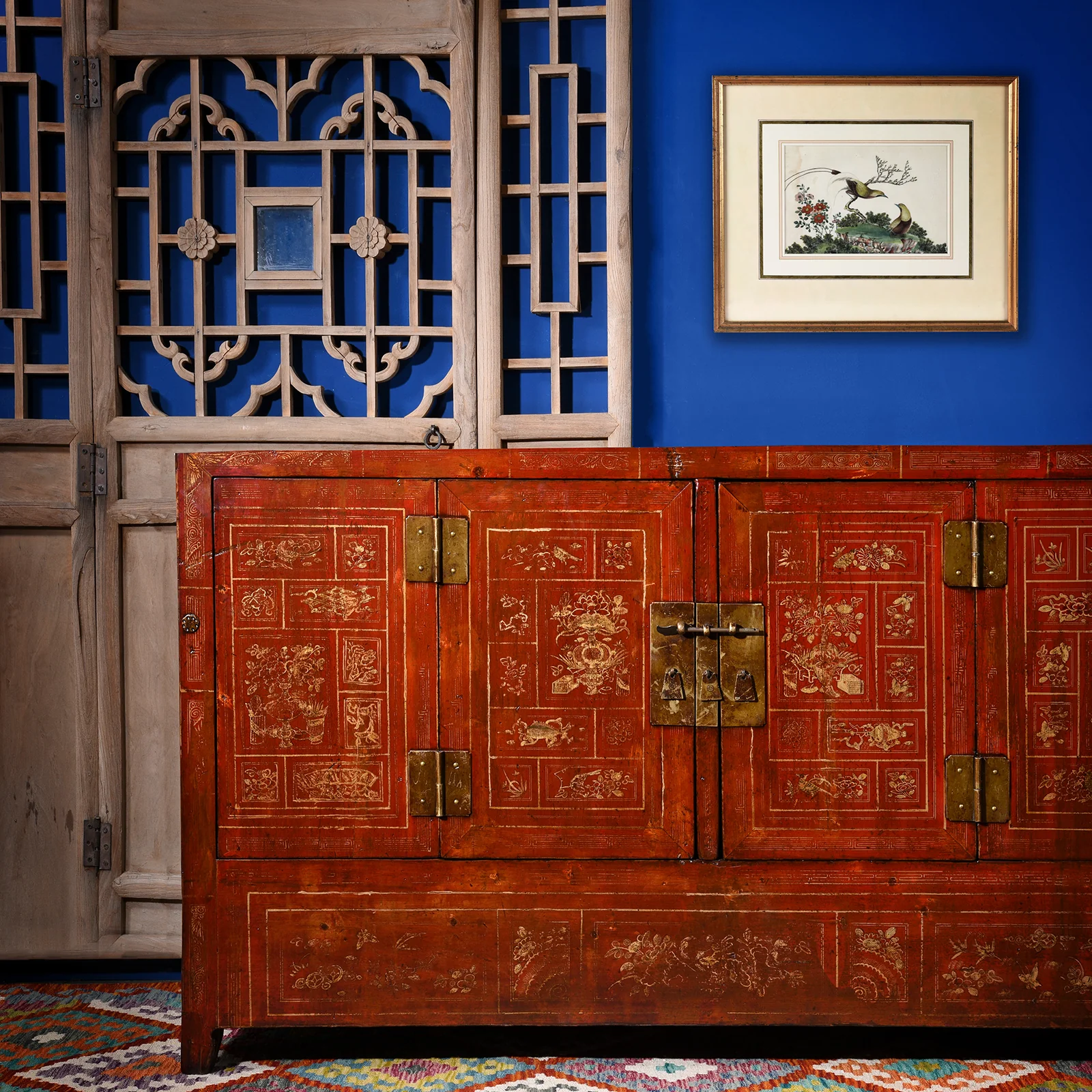 Red Lacquer Chinese Sideboard From Dongbei - Ca 1920 - Image 2
