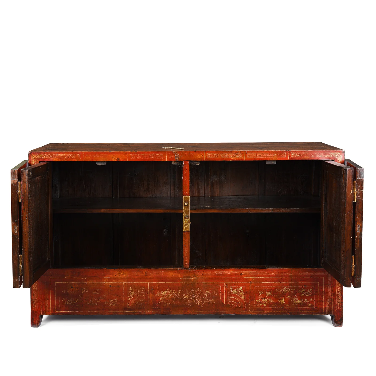 Red Lacquer Chinese Sideboard From Dongbei - Ca 1920 - Image 6