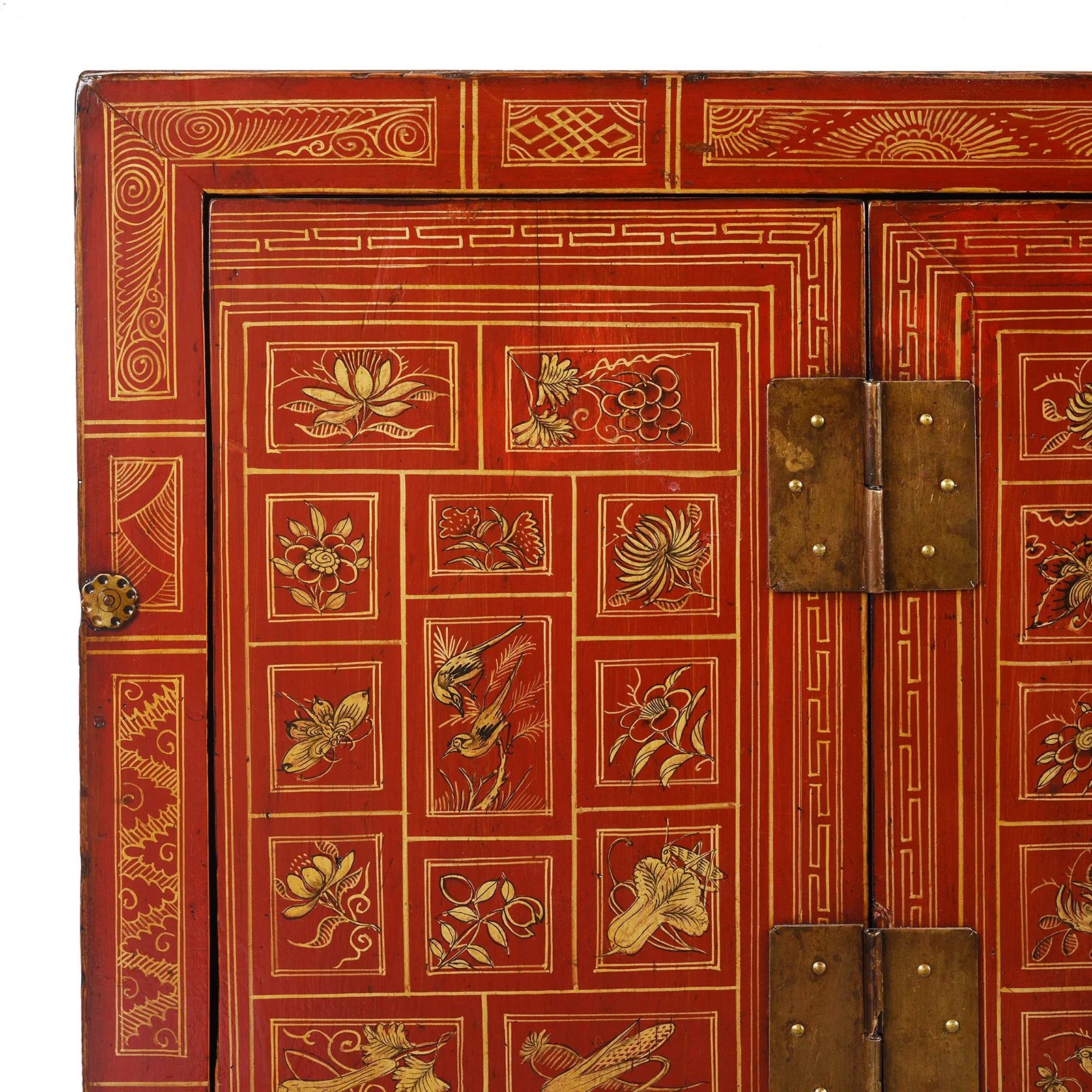Red Lacquer Chinese Sideboard From Dongbei - Ca 1920 - Image 2