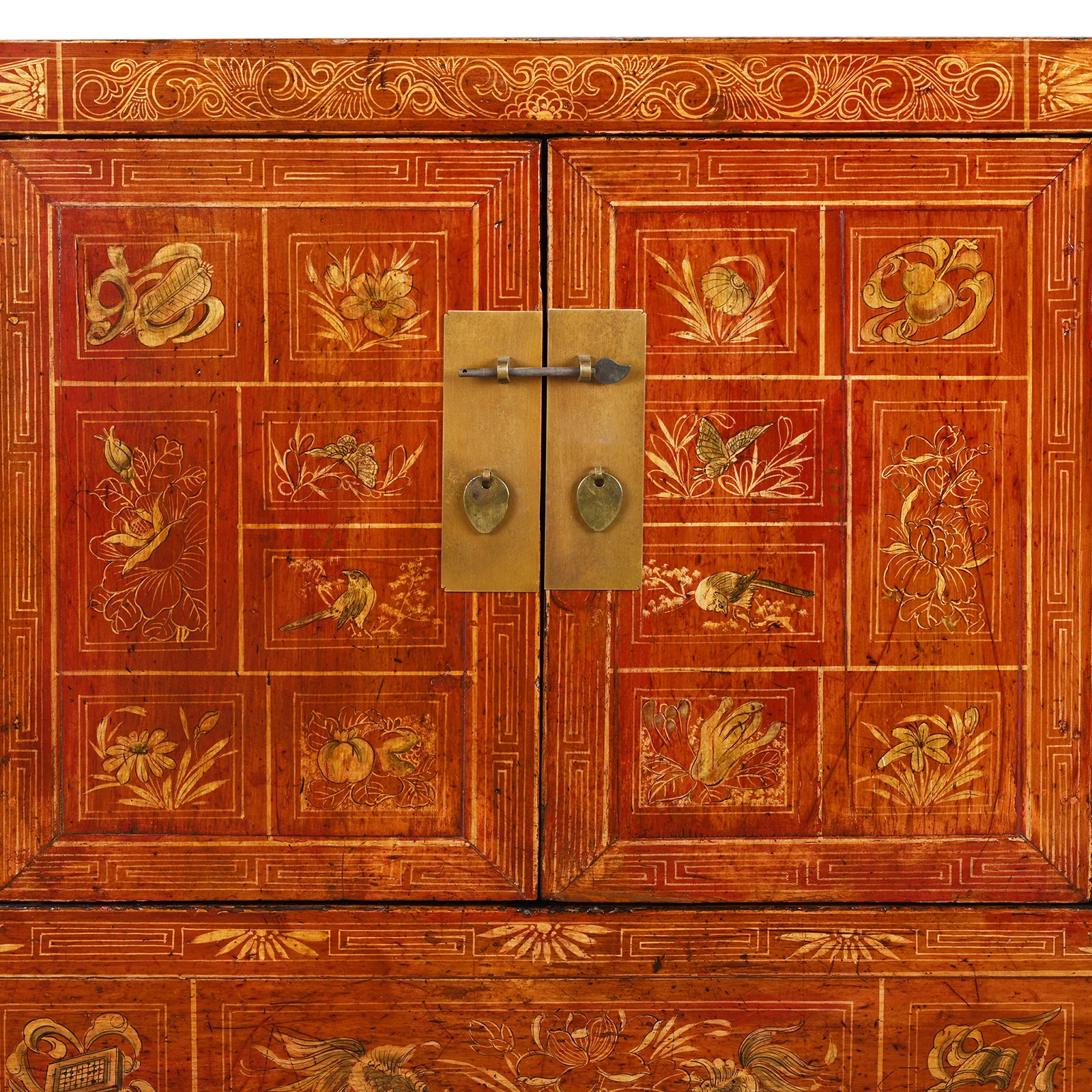 Red Lacquer Chinese Sideboard From Dongbei - Ca 1920 - Image 2