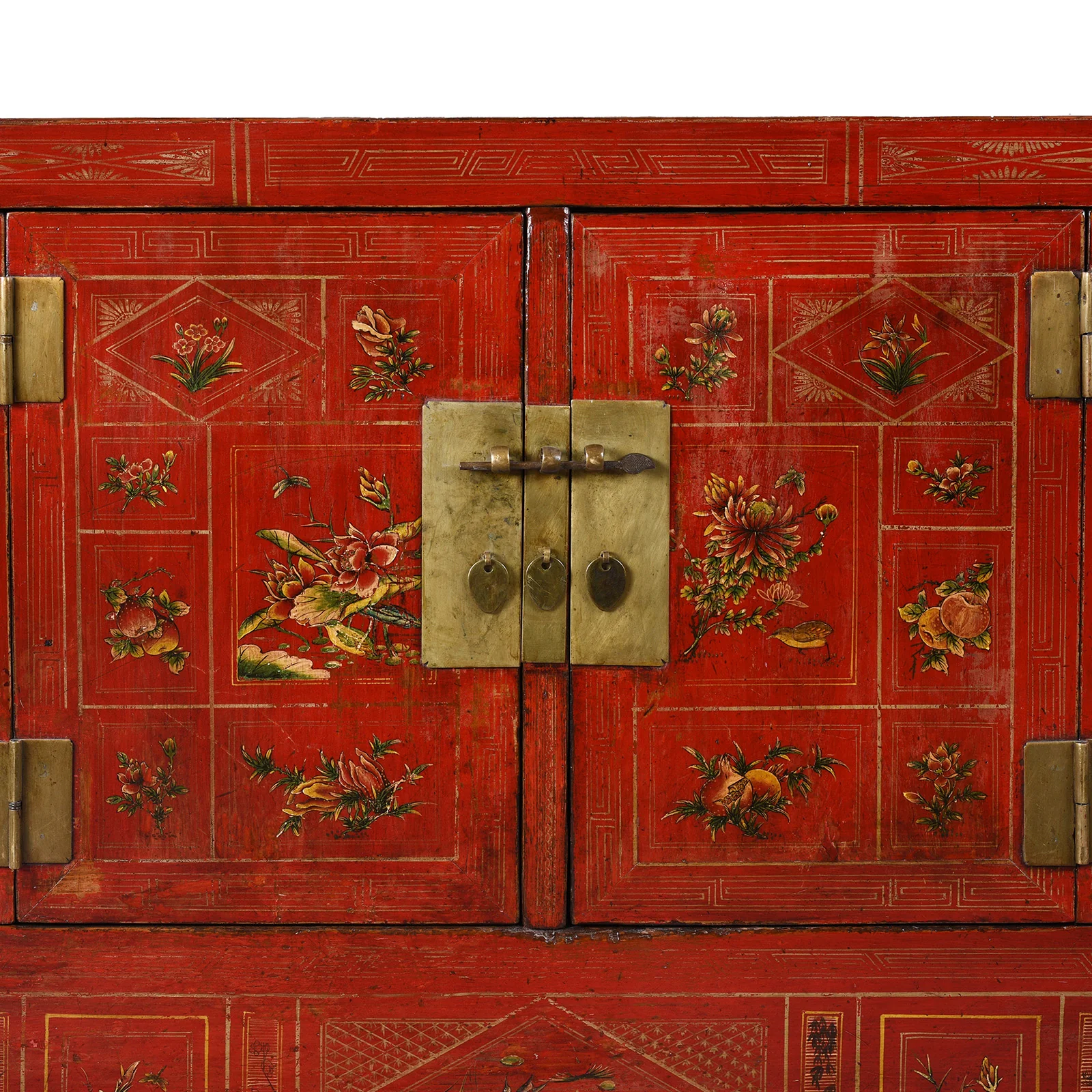 Red Lacquer Chinese Sideboard From Dongbei - Ca 1920 - Image 7