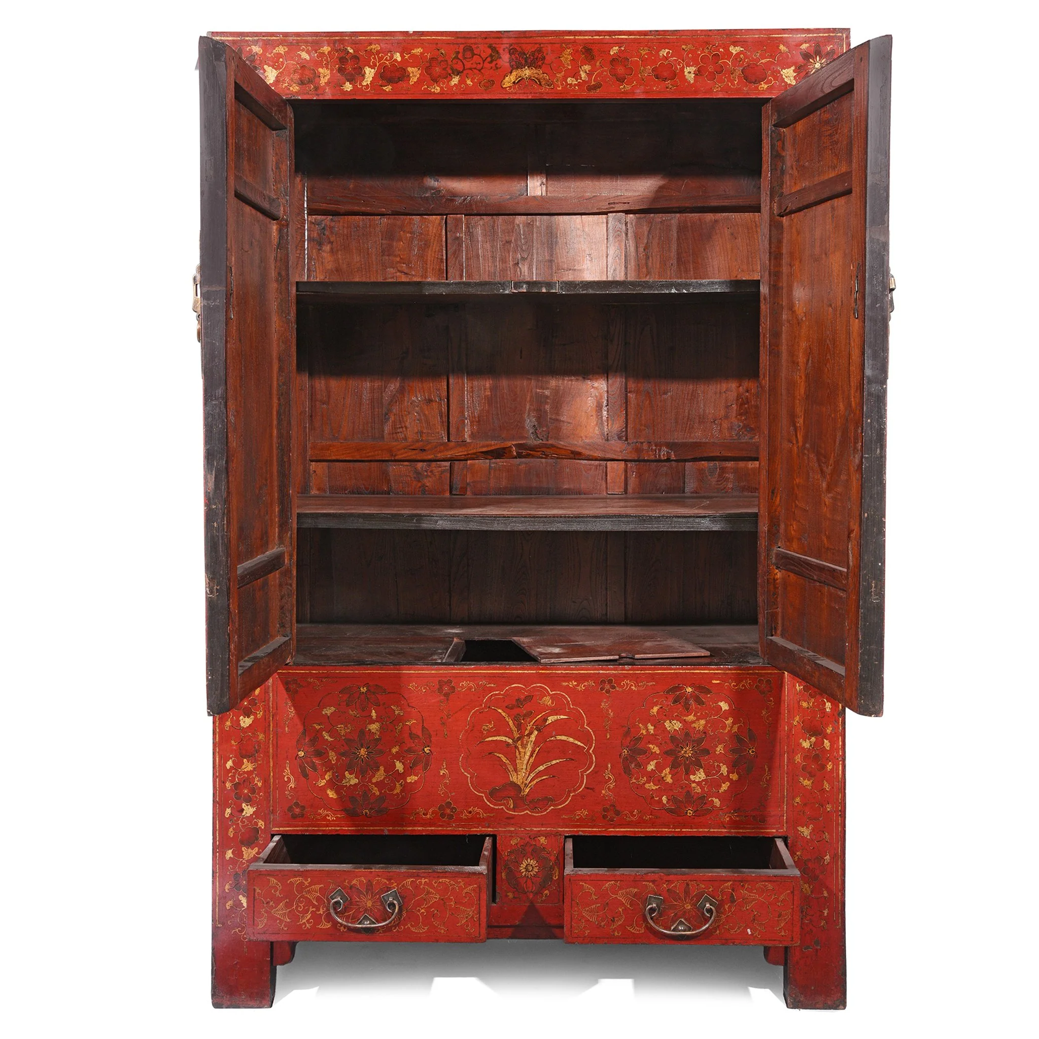 Chinese Red Lacquer Wedding Cabinet from Shanxi- 19thC - Image 3