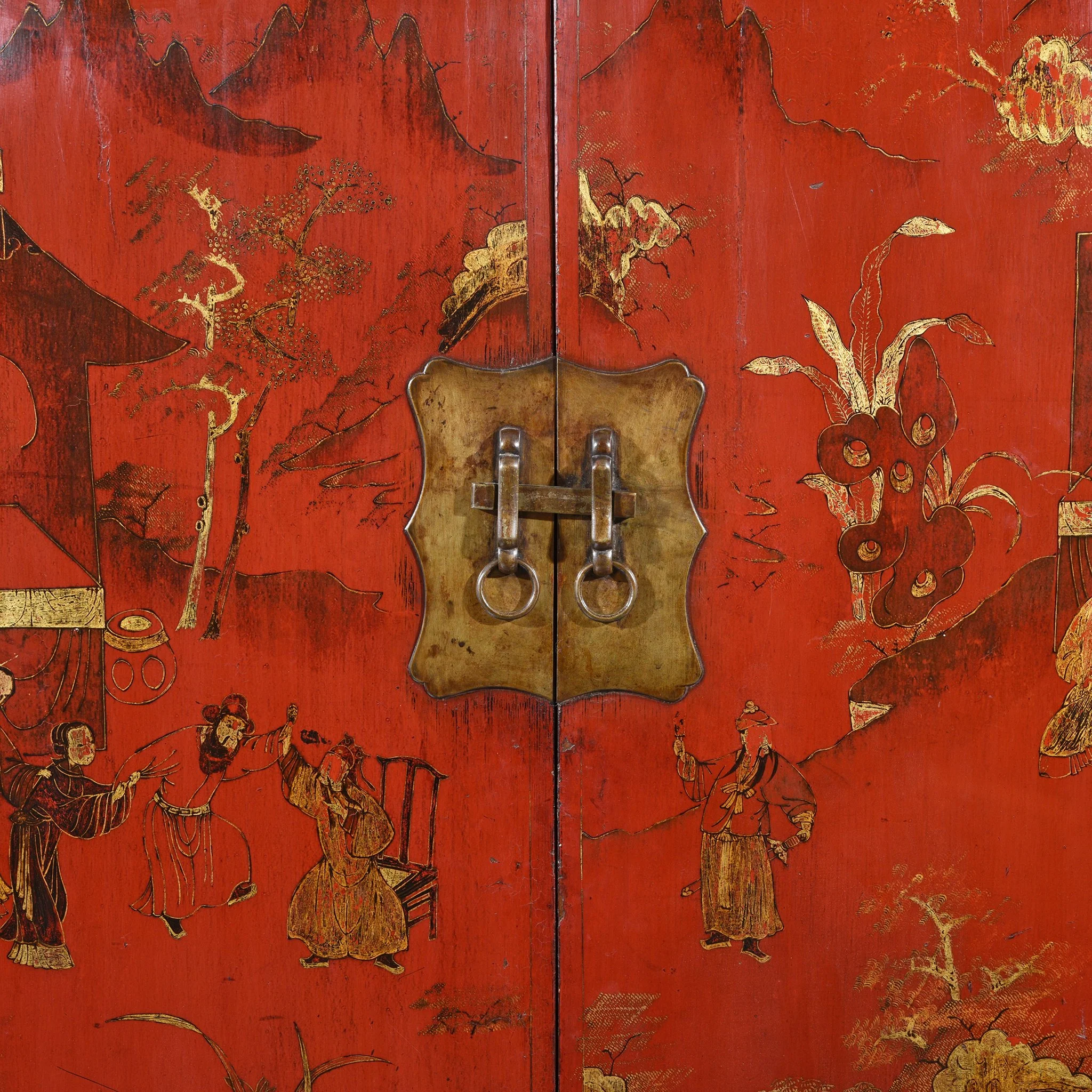 Chinese Red Lacquer Wedding Cabinet from Shanxi- 19thC - Image 4