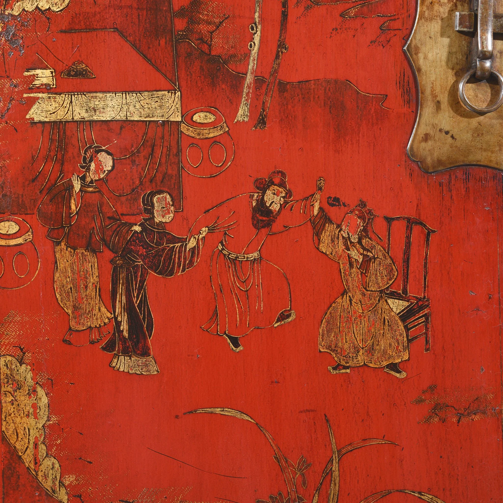 Chinese Red Lacquer Wedding Cabinet from Shanxi- 19thC - Image 5