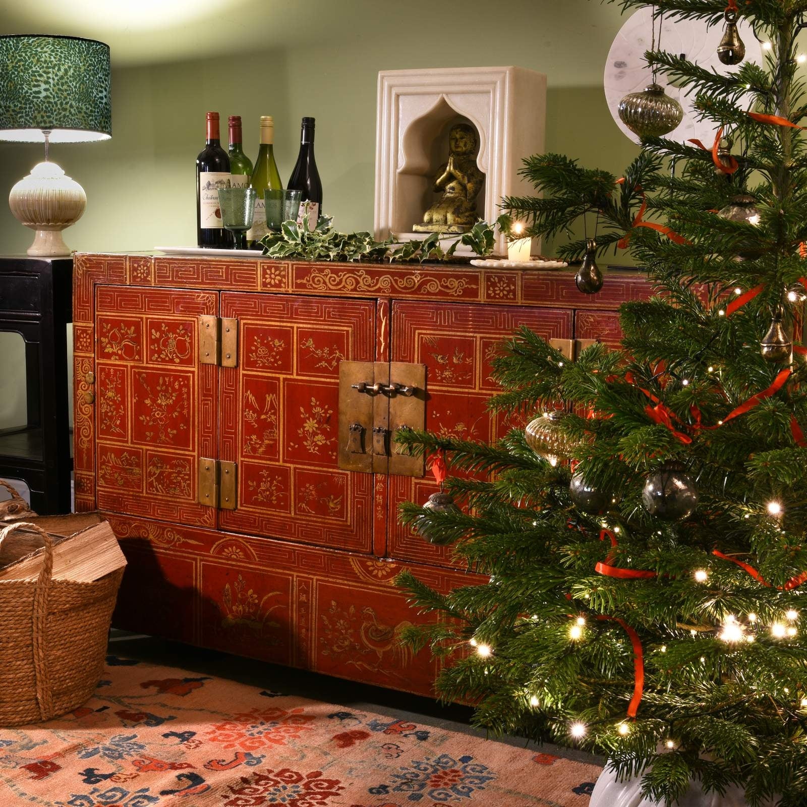 Red Lacquer Chinese Sideboard From Dongbei - Ca 1920 - Image 2