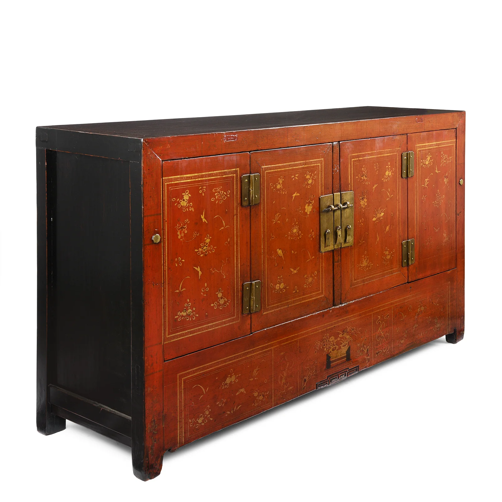 Red Lacquer Chinese Sideboard From Dongbei - Ca 1920 - Image 2
