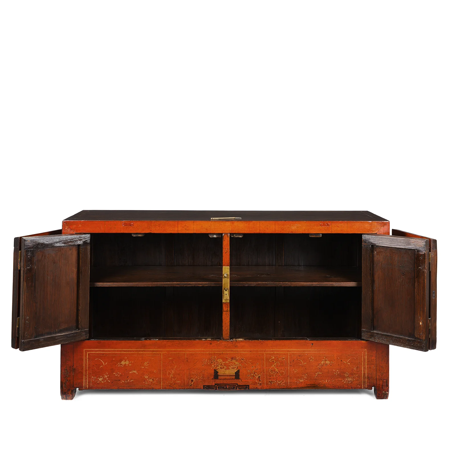 Red Lacquer Chinese Sideboard From Dongbei - Ca 1920 - Image 3