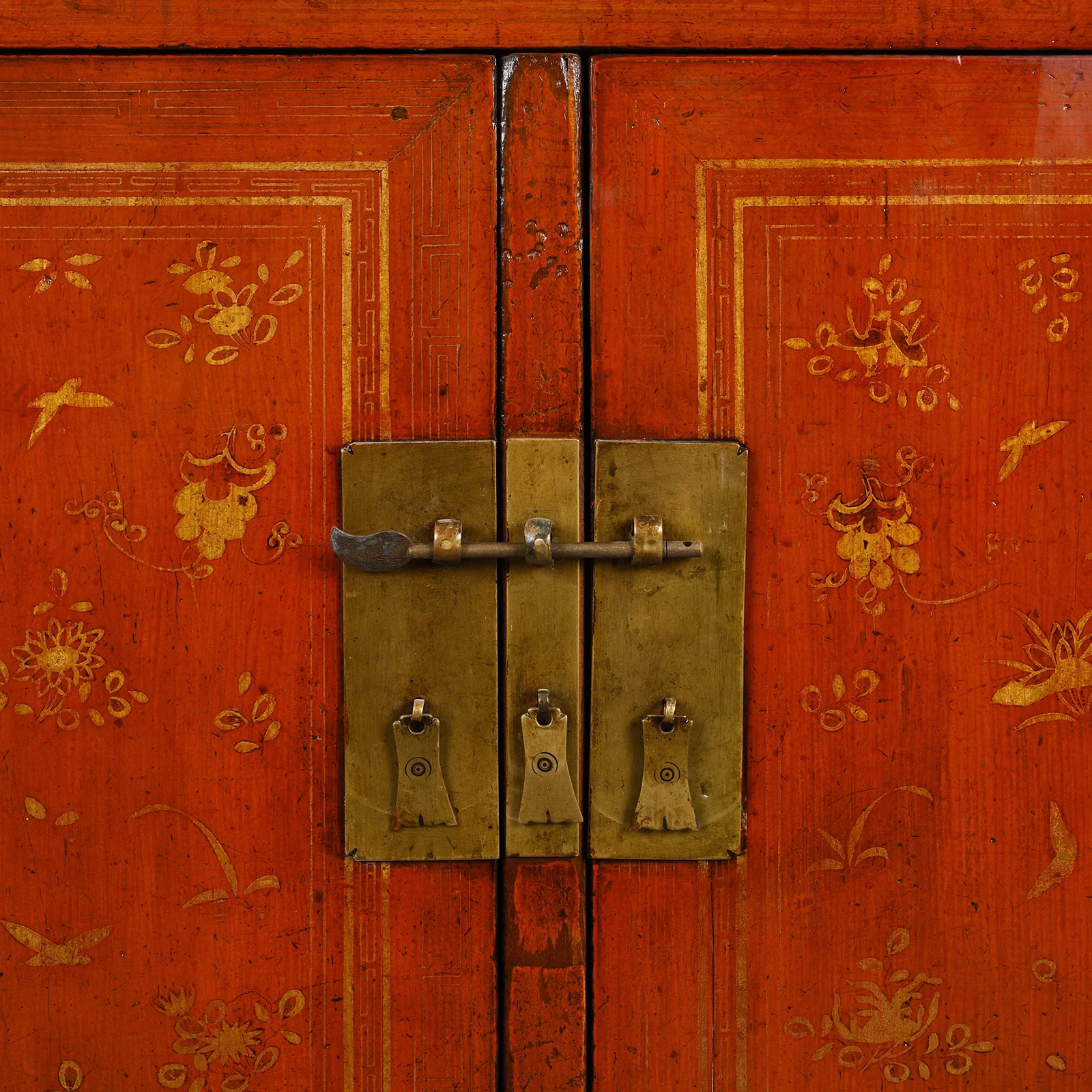 Red Lacquer Chinese Sideboard From Dongbei - Ca 1920 - Image 4
