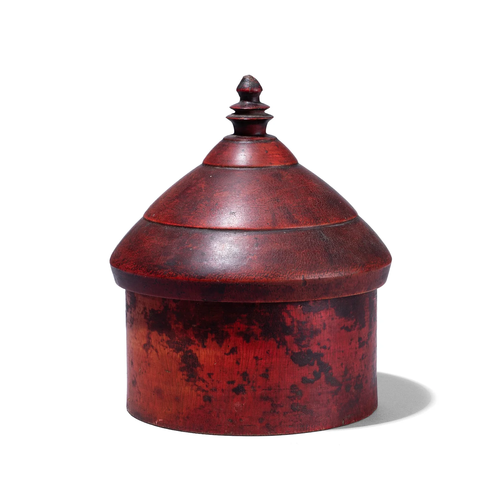 Red Lacquer Pot From Uttar Pradesh - Ca 1930