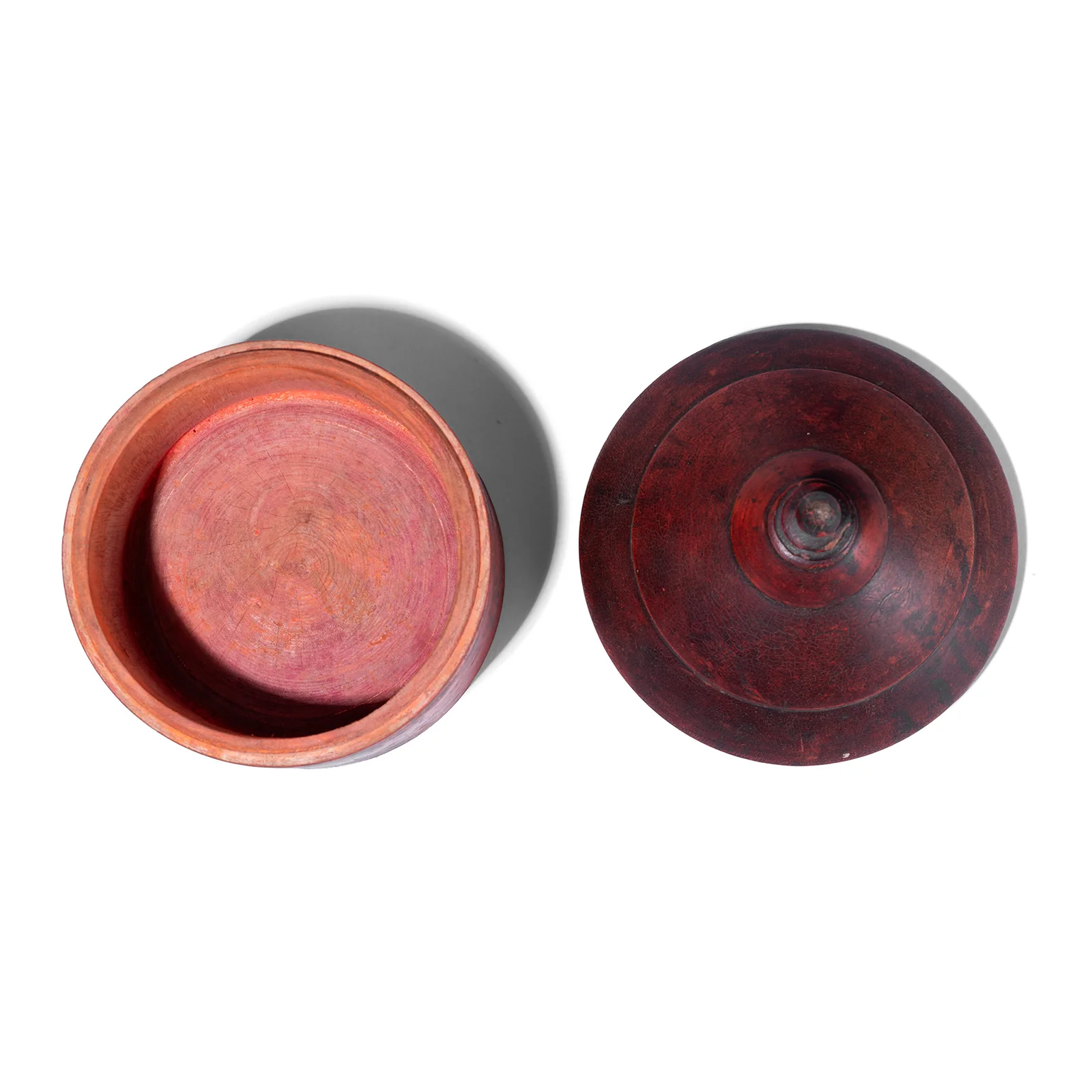 Red Lacquer Pot From Uttar Pradesh - Ca 1930 - Image 3